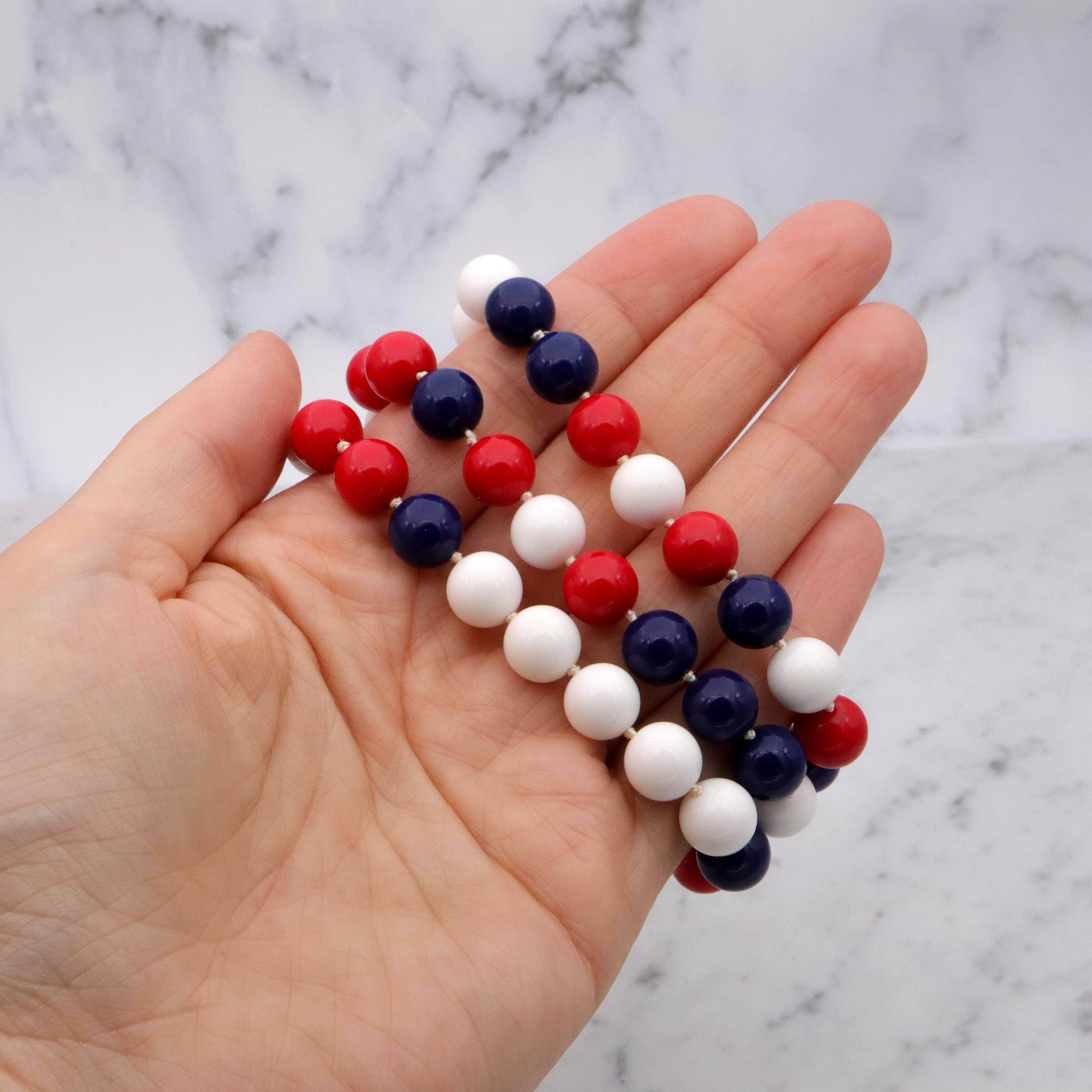 Retro Richelieu Patriotic red white blue beaded necklace