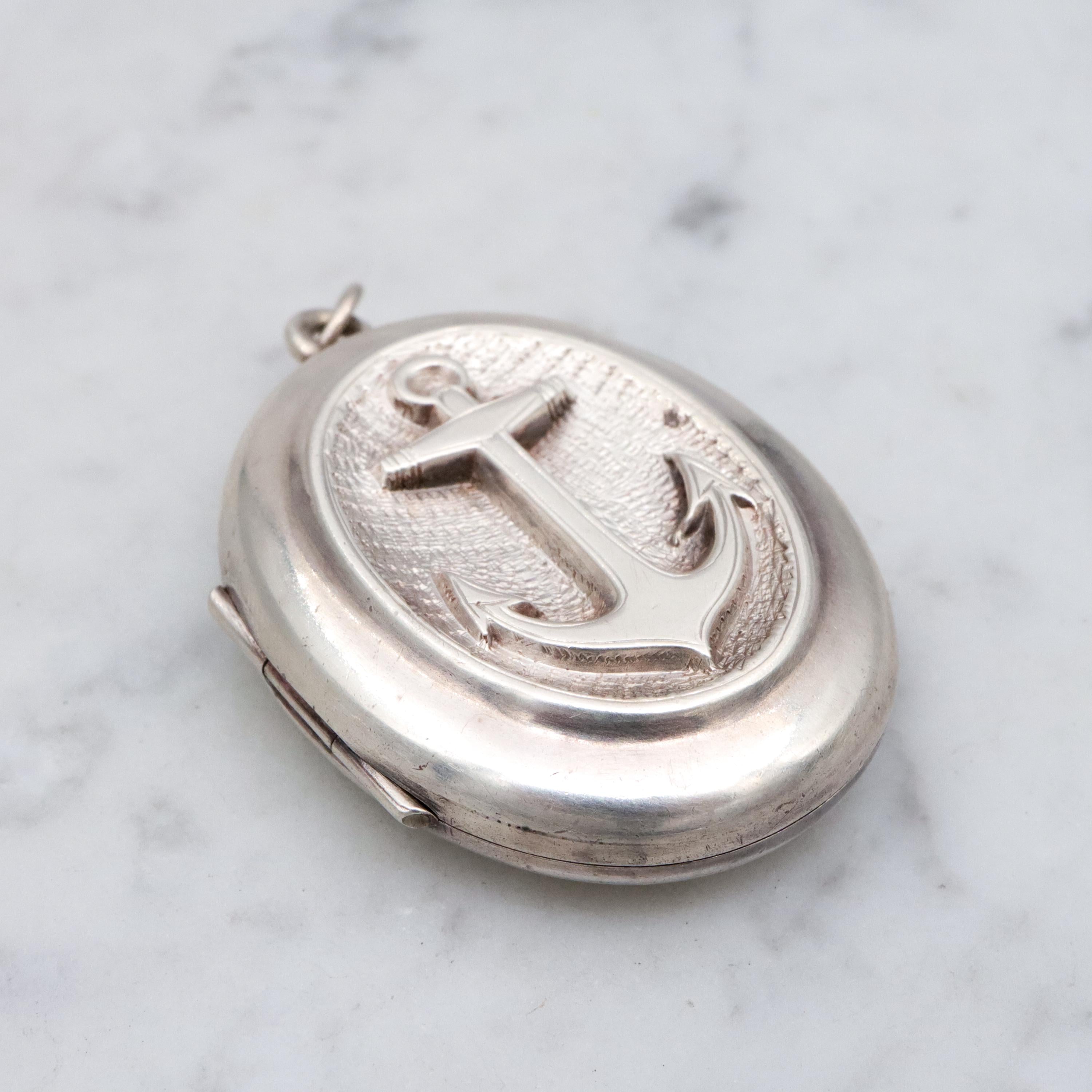 Antique Victorian sterling anchor locket pendant