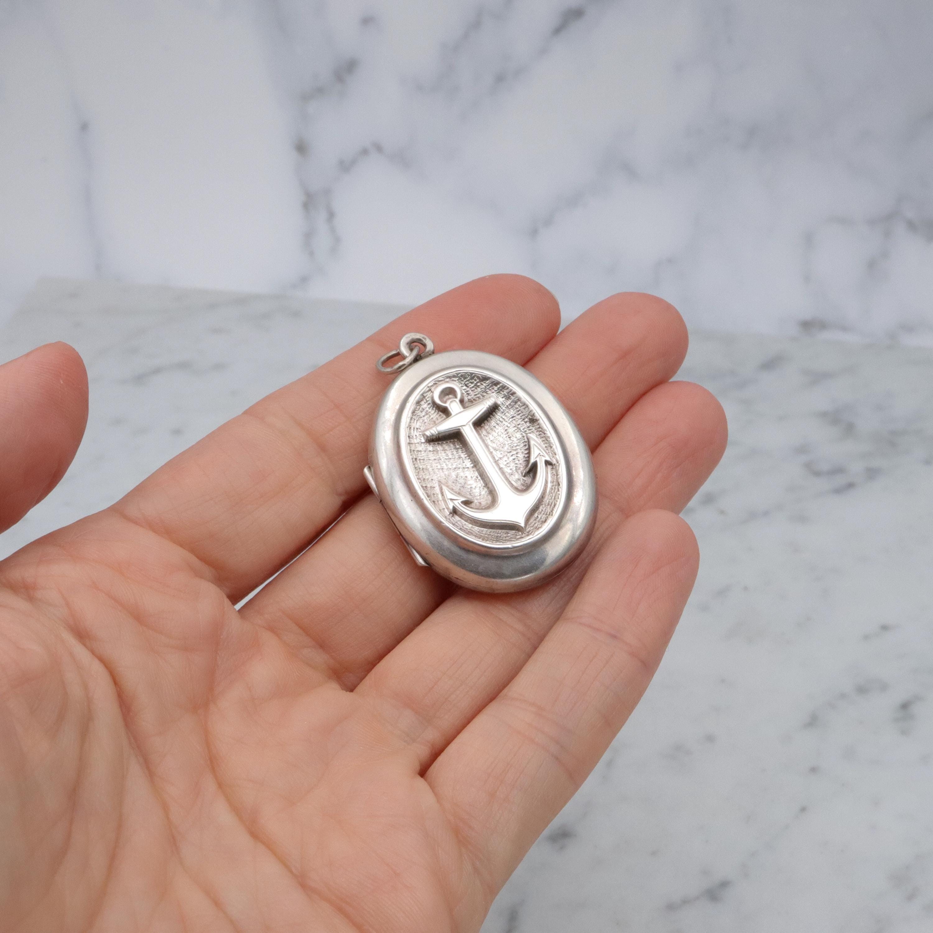 Antique Victorian sterling anchor locket pendant