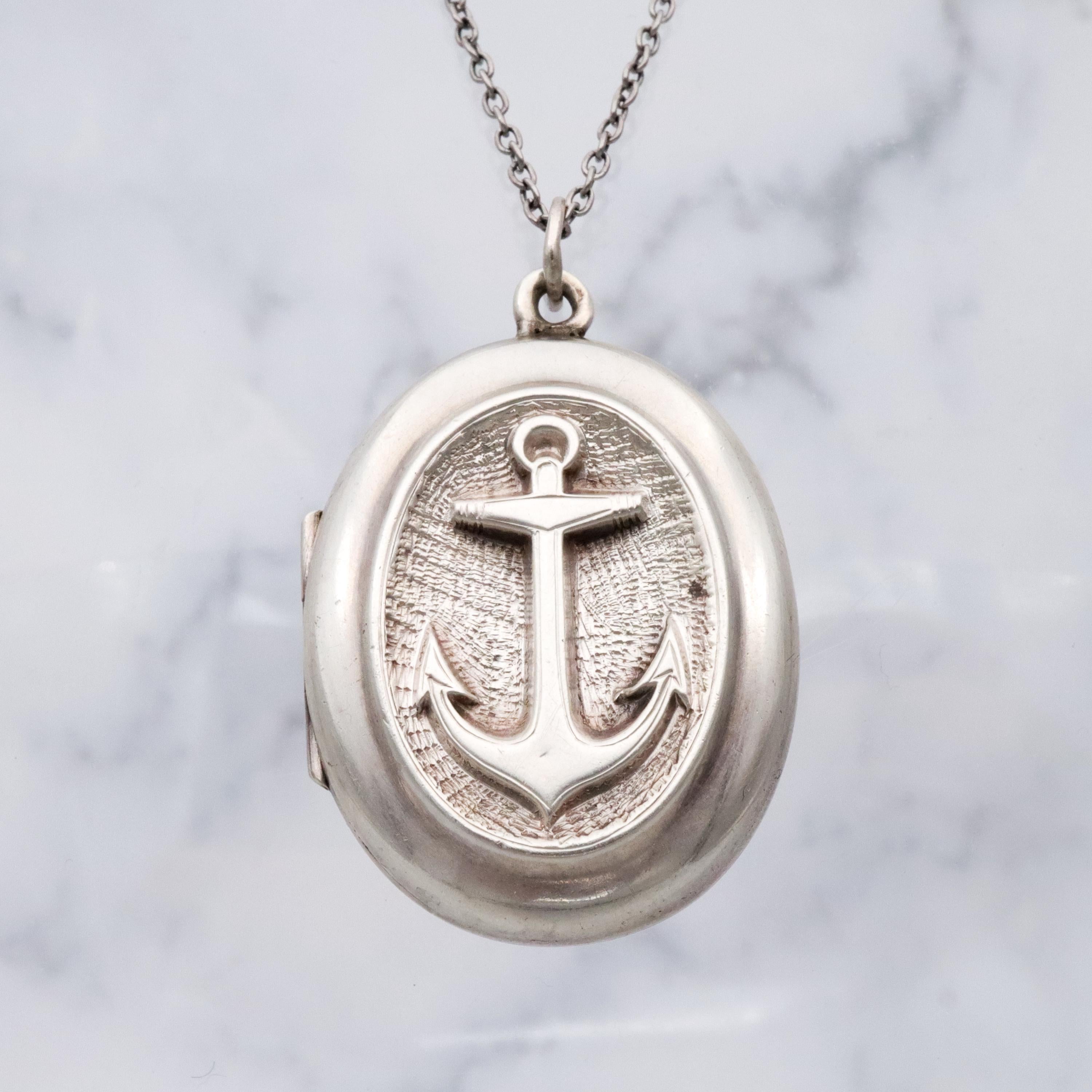 Antique Victorian sterling anchor locket pendant