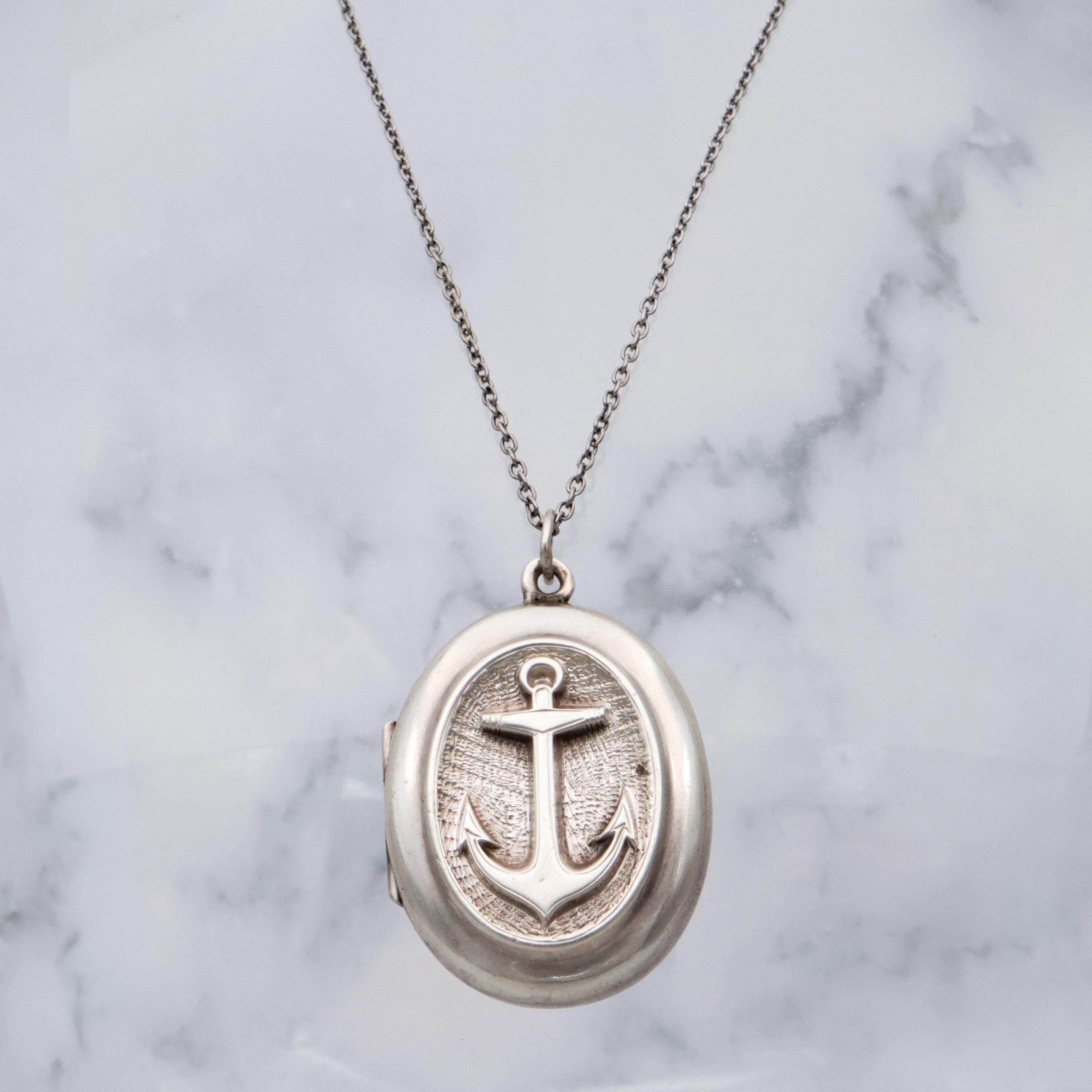 Antique Victorian sterling anchor locket pendant