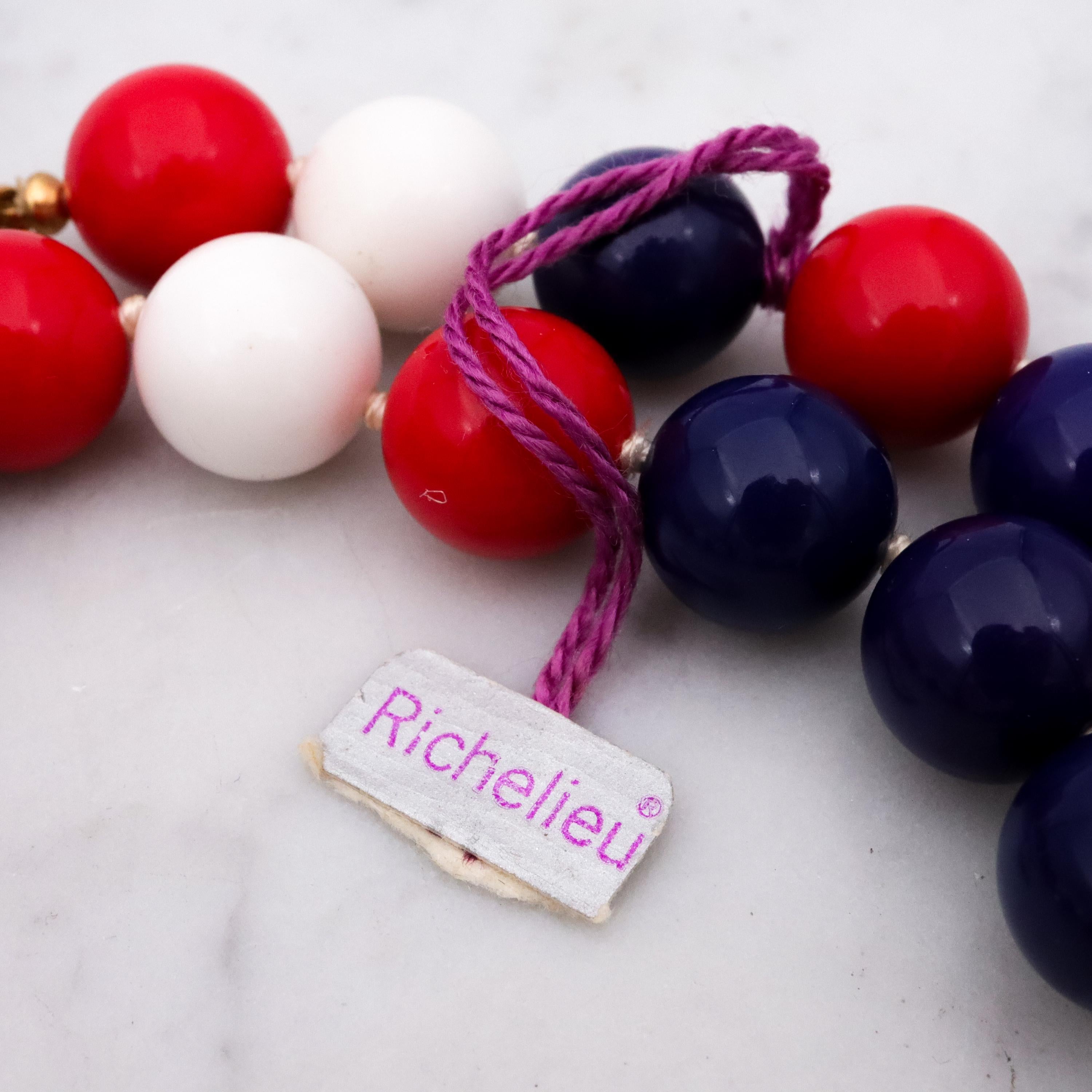 Retro Richelieu Patriotic red white blue beaded necklace