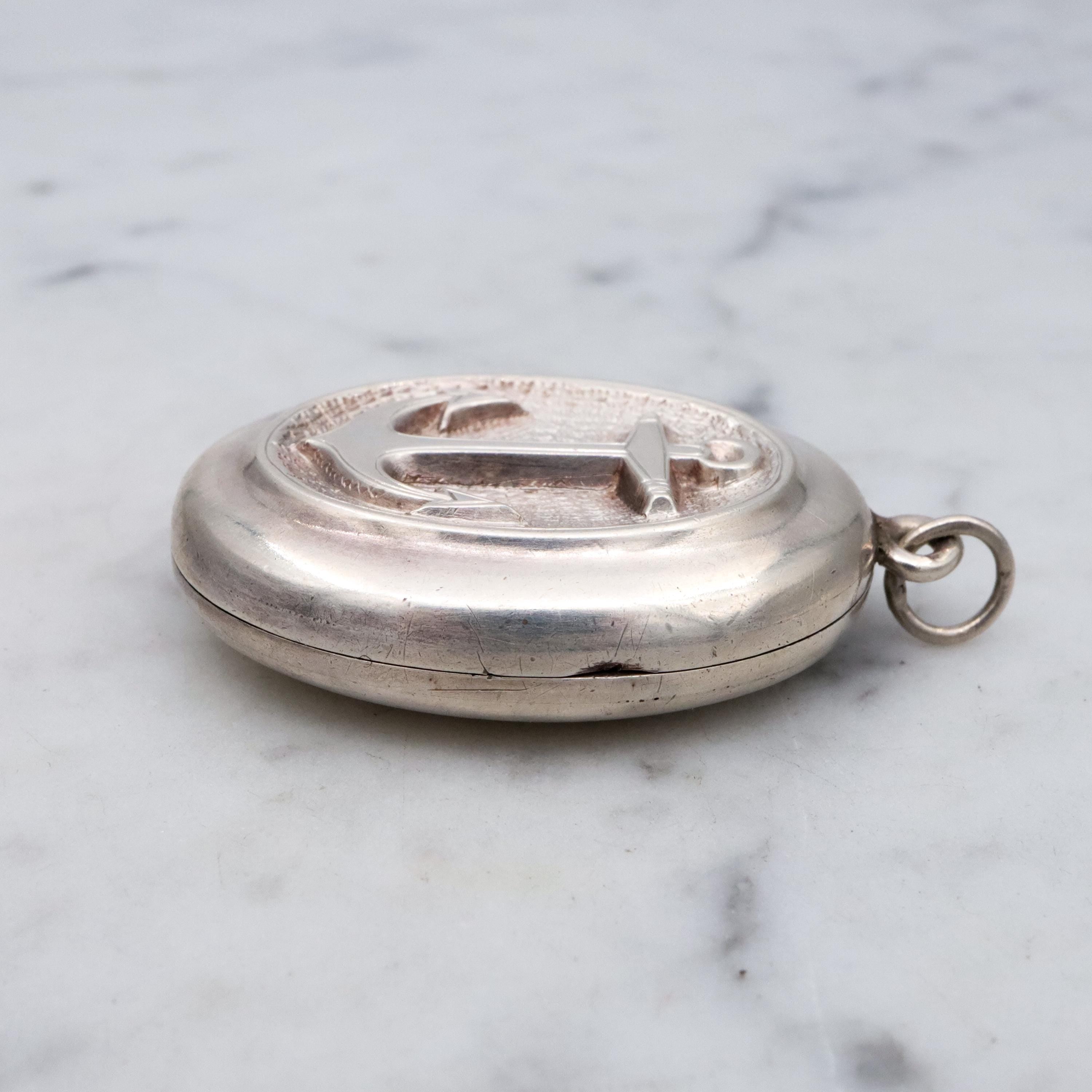 Antique Victorian sterling anchor locket pendant