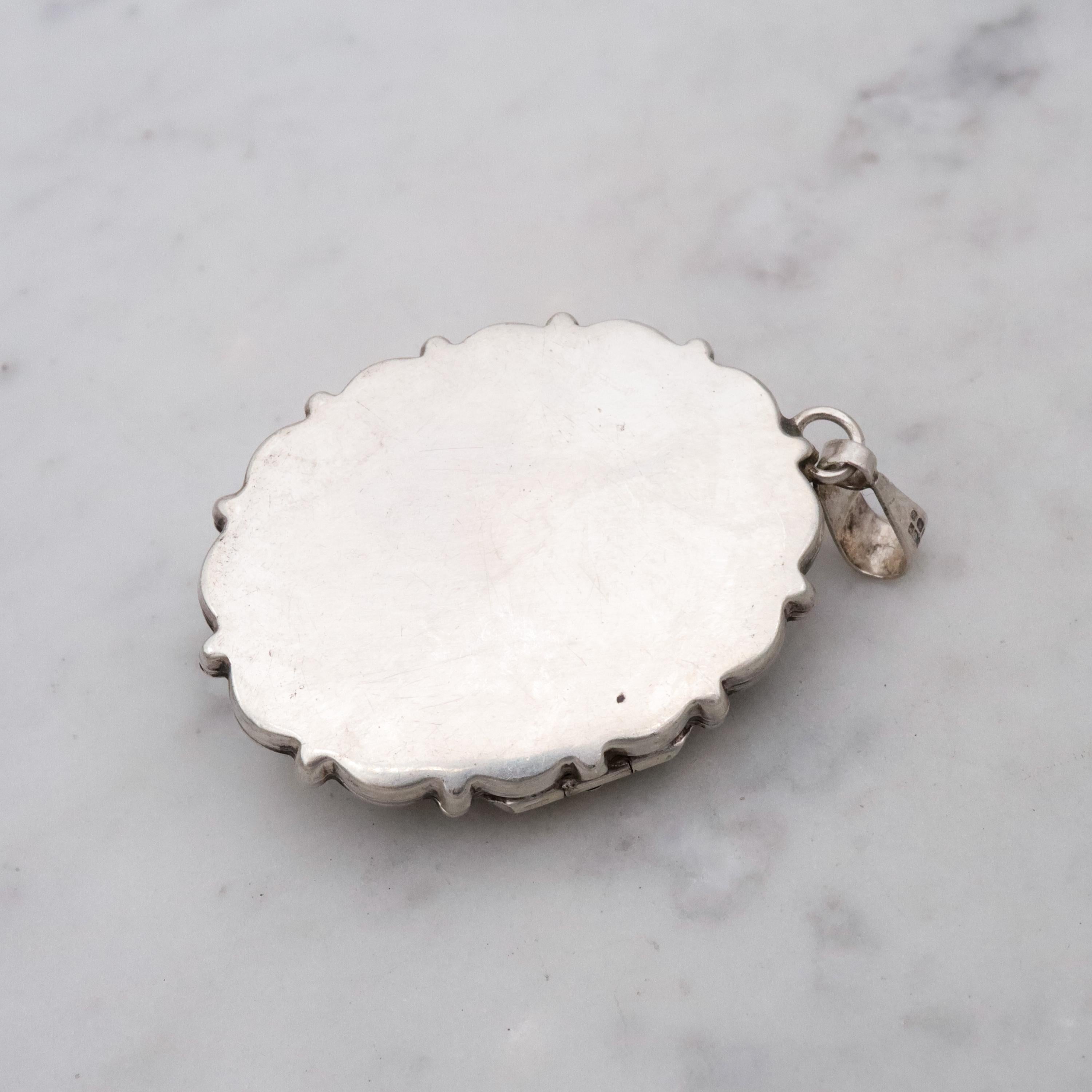 Victorian Revival sterling silver Etruscan style pendant locket