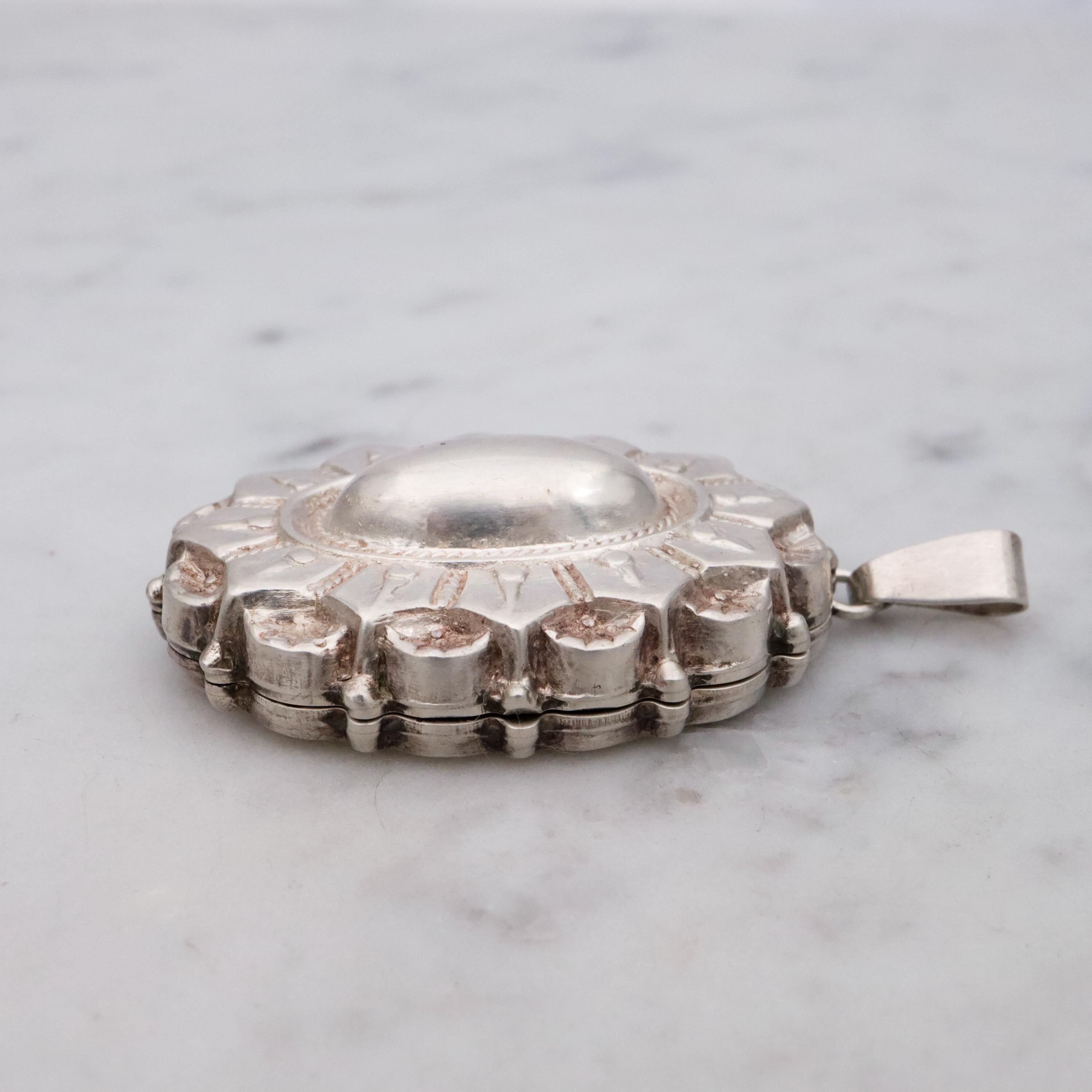 Victorian Revival sterling silver Etruscan style pendant locket