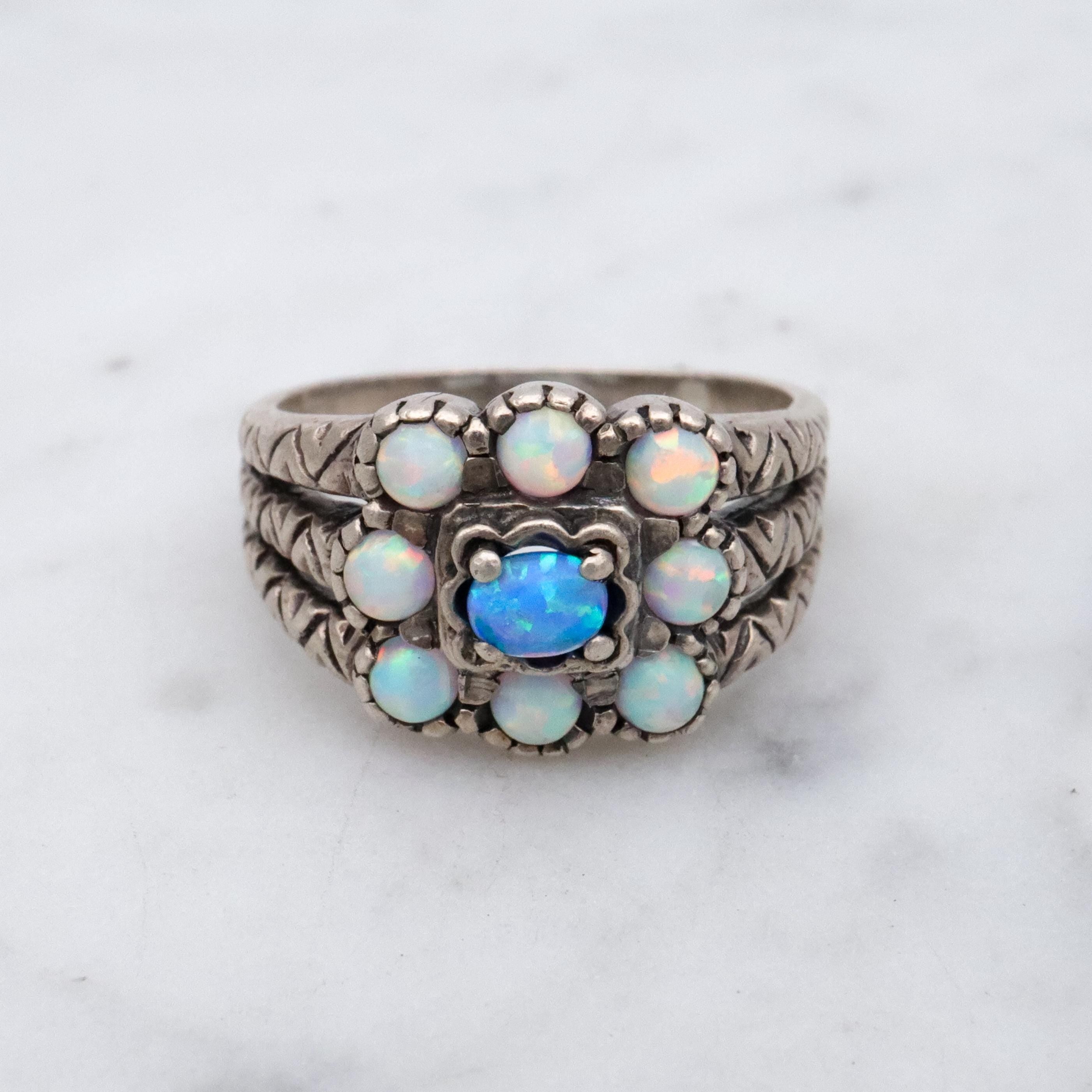 Vintage sterling opal ring, size 5.5