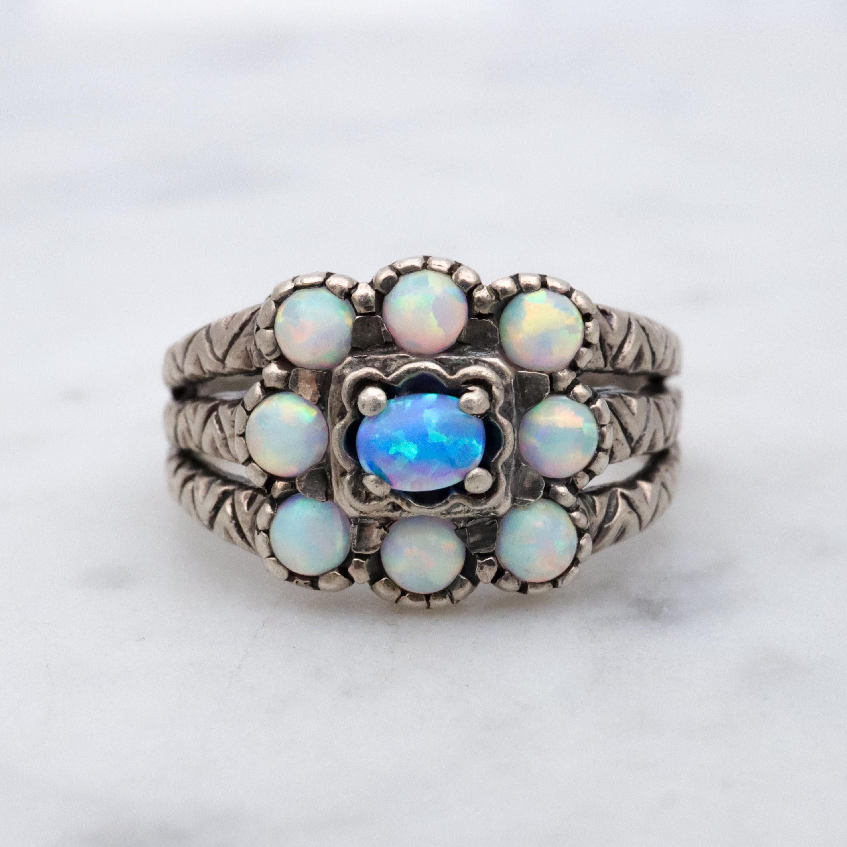Vintage sterling opal ring, size 5.5