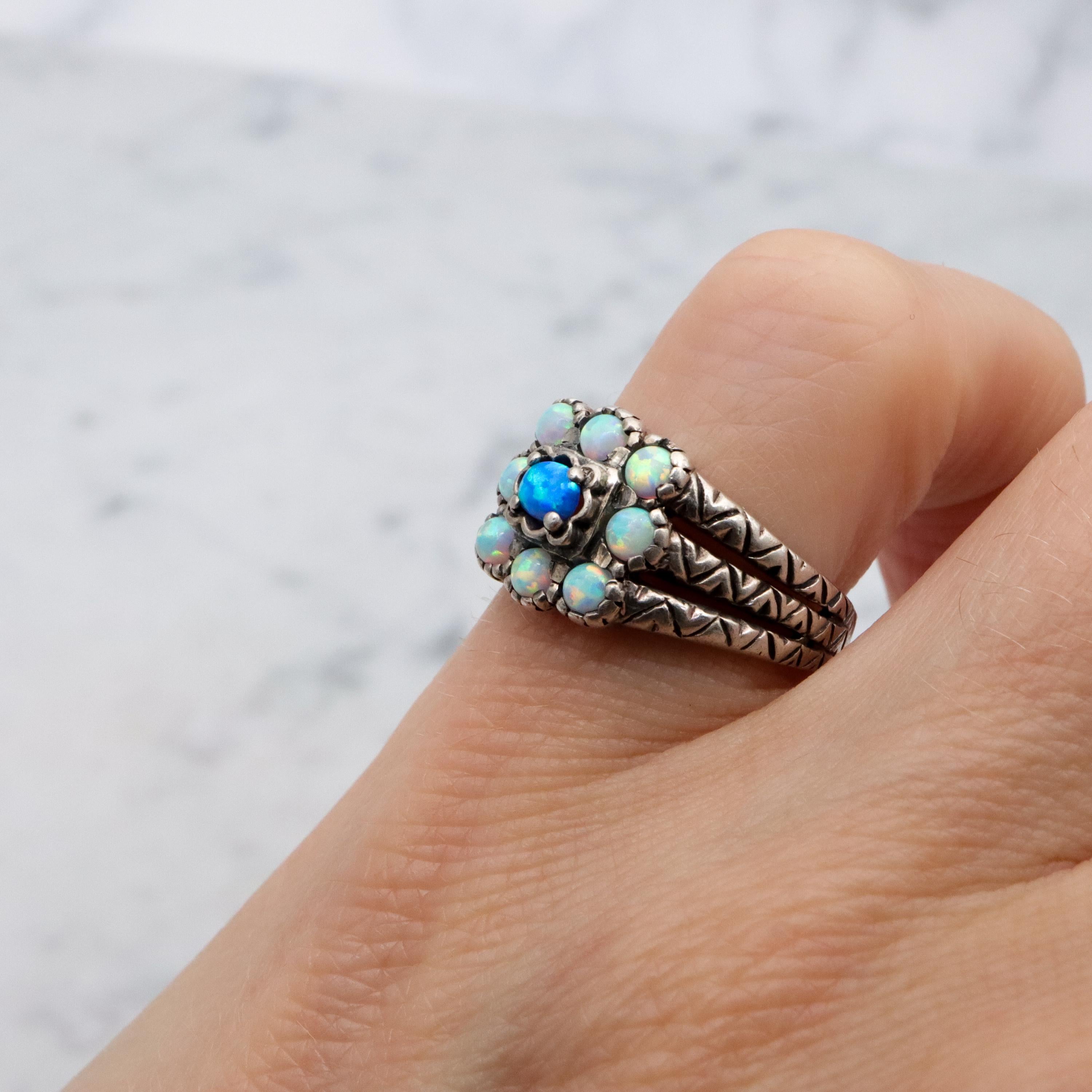 Vintage sterling opal ring, size 5.5