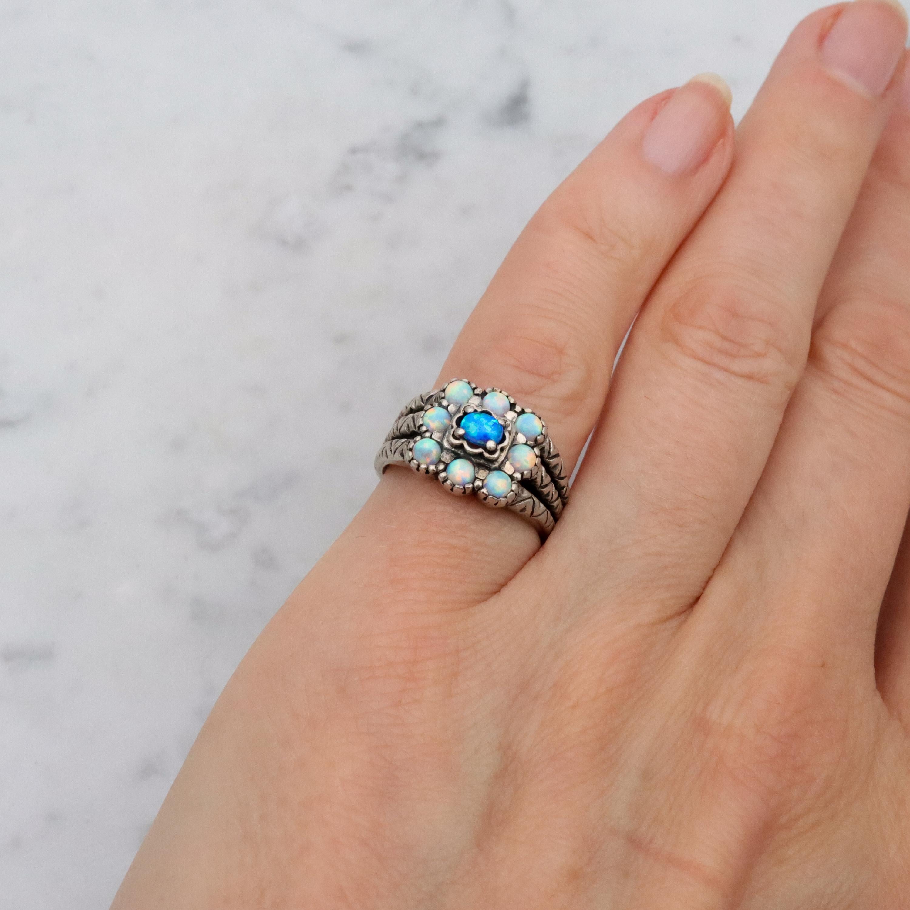 Vintage sterling opal ring, size 5.5