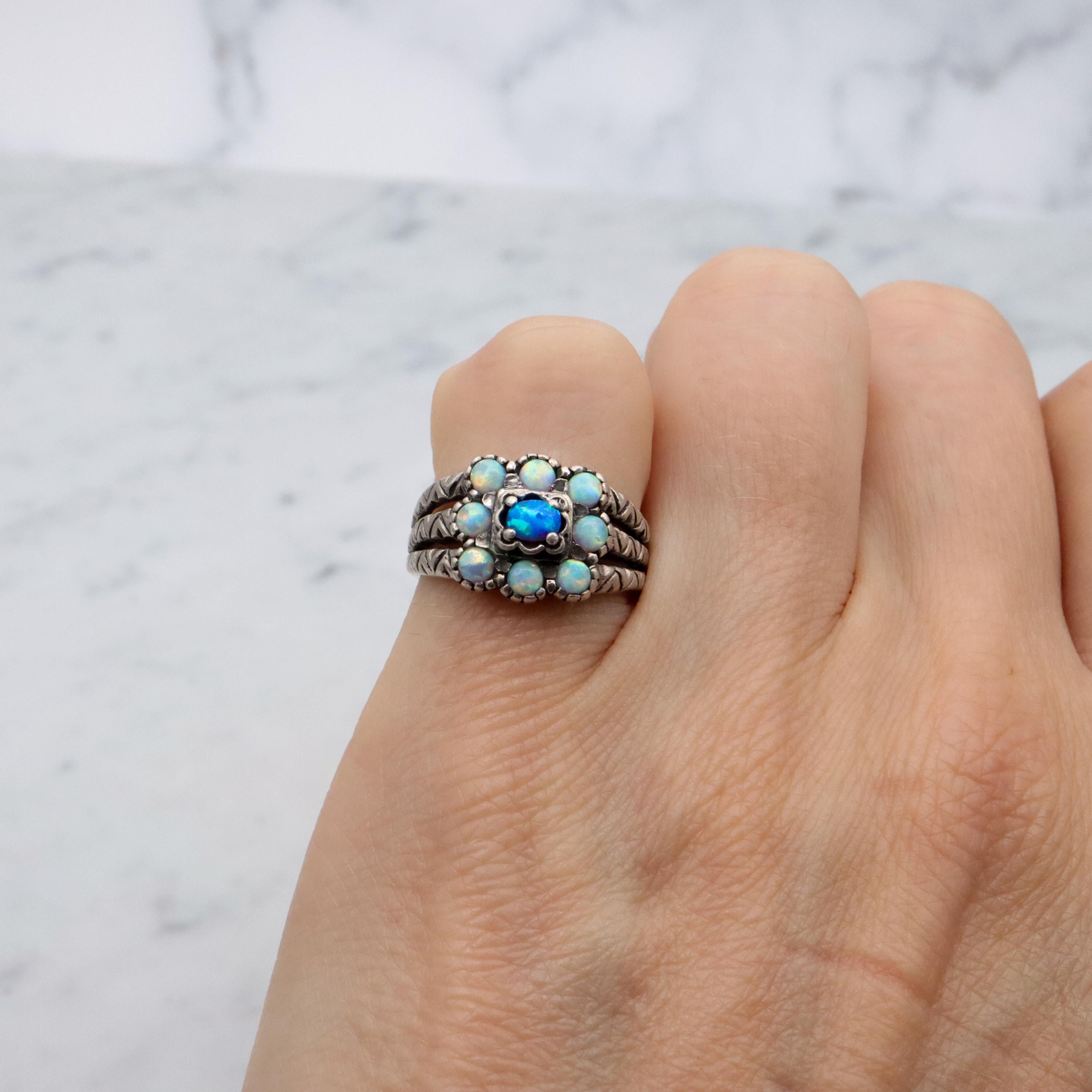 Vintage sterling opal ring, size 5.5