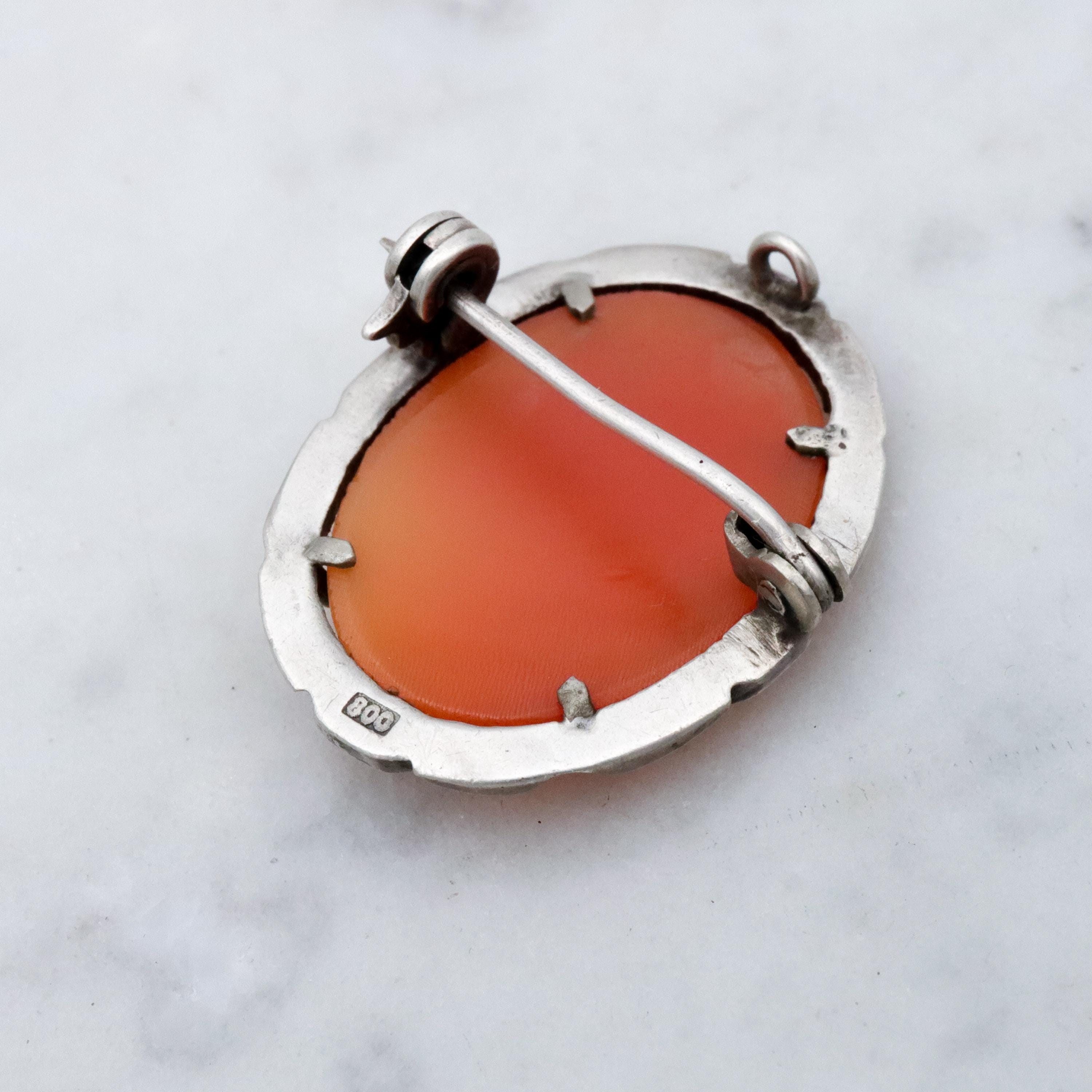 Art Deco silver & marcasite Three Graces cameo brooch/pendant combo