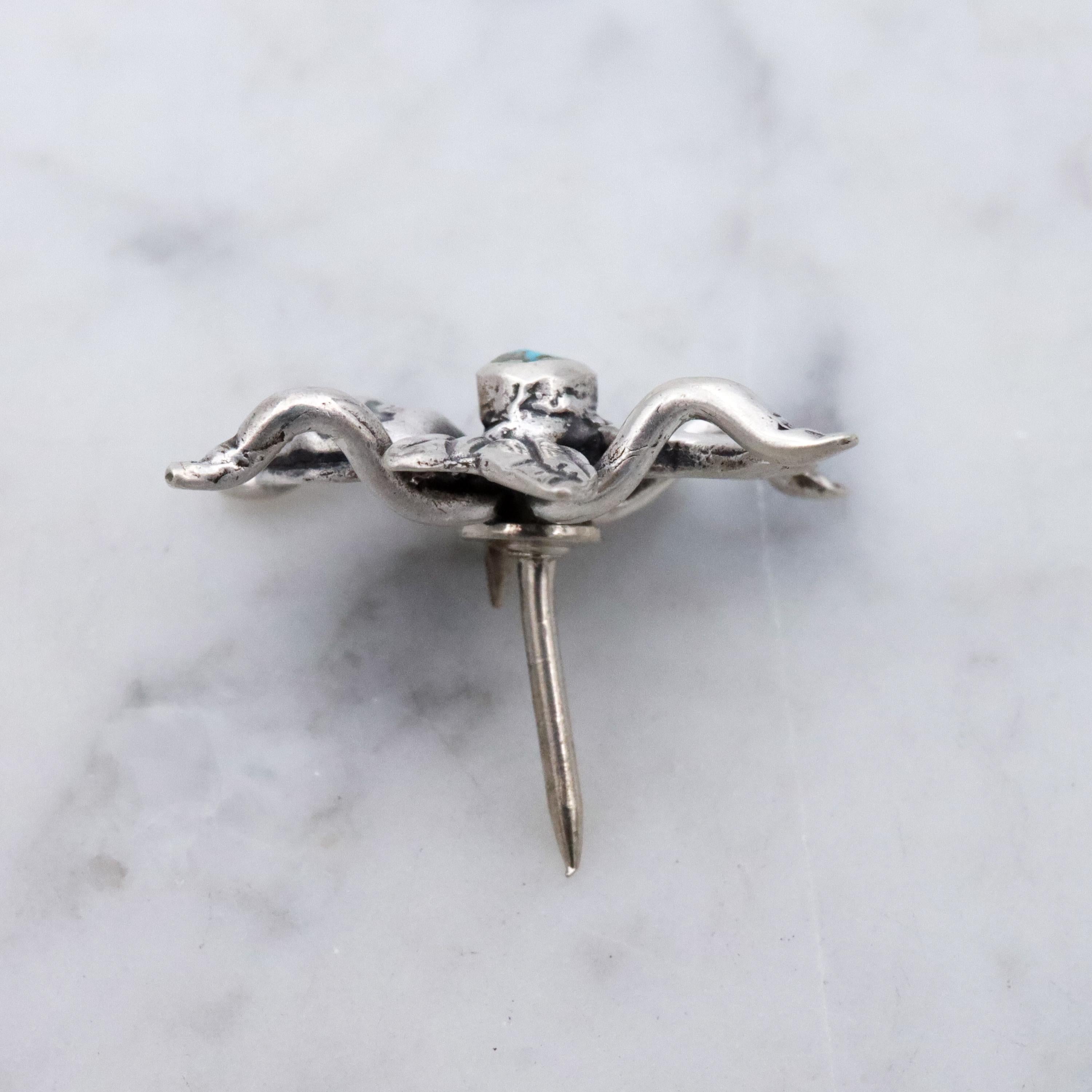 Native American sterling turquoise bee bug tie tack