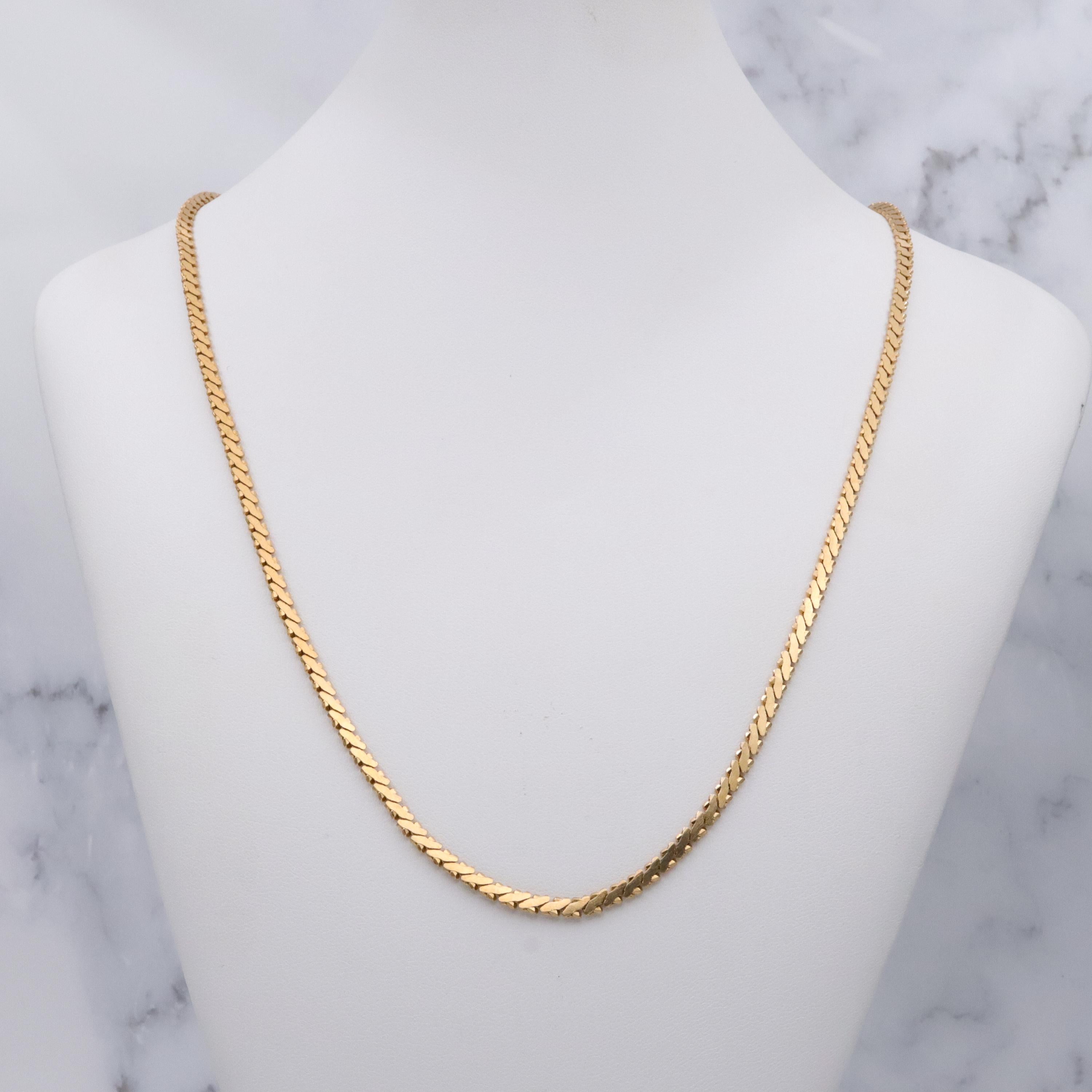 Mid Century Givenchy gold plated flat woven link necklace, 24"