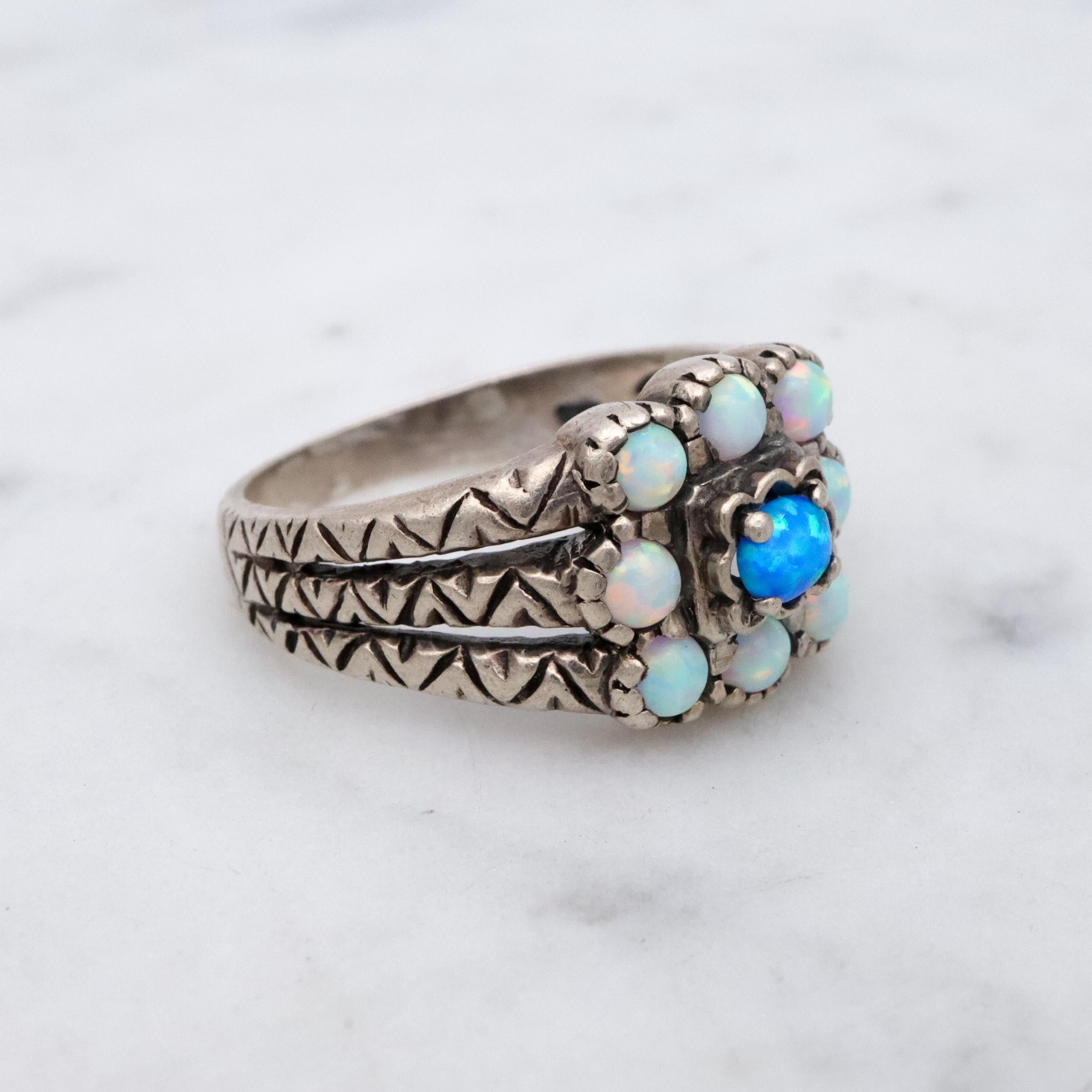 Vintage sterling opal ring, size 5.5