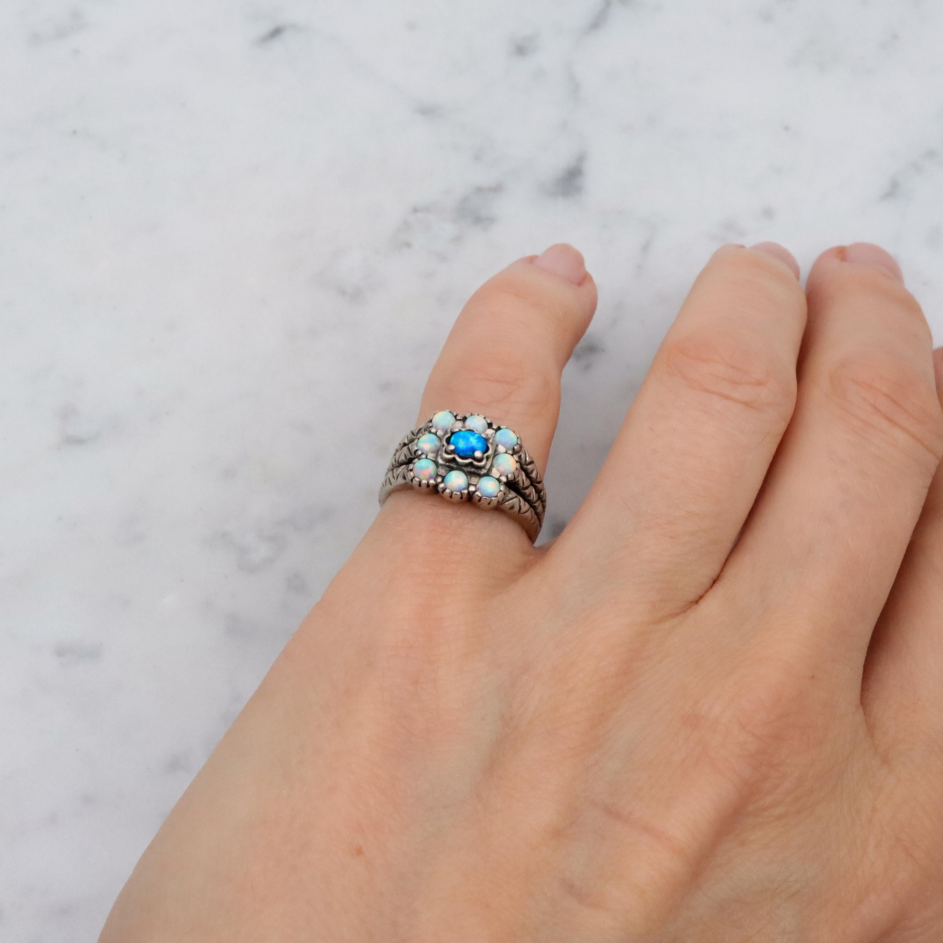 Vintage sterling opal ring, size 5.5