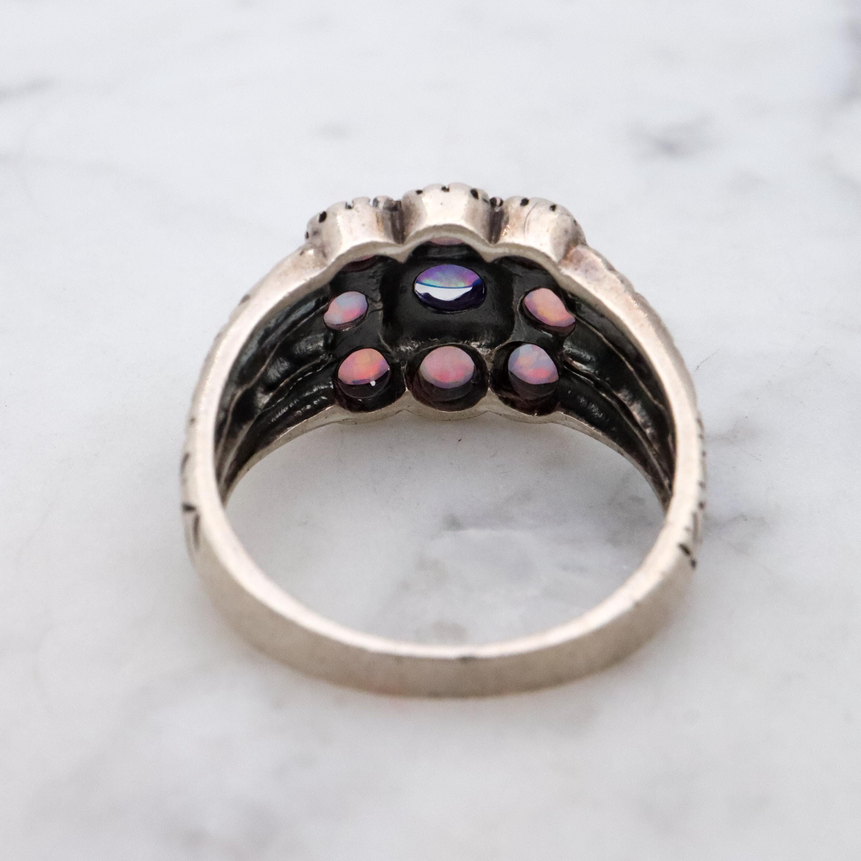 Vintage sterling opal ring, size 5.5