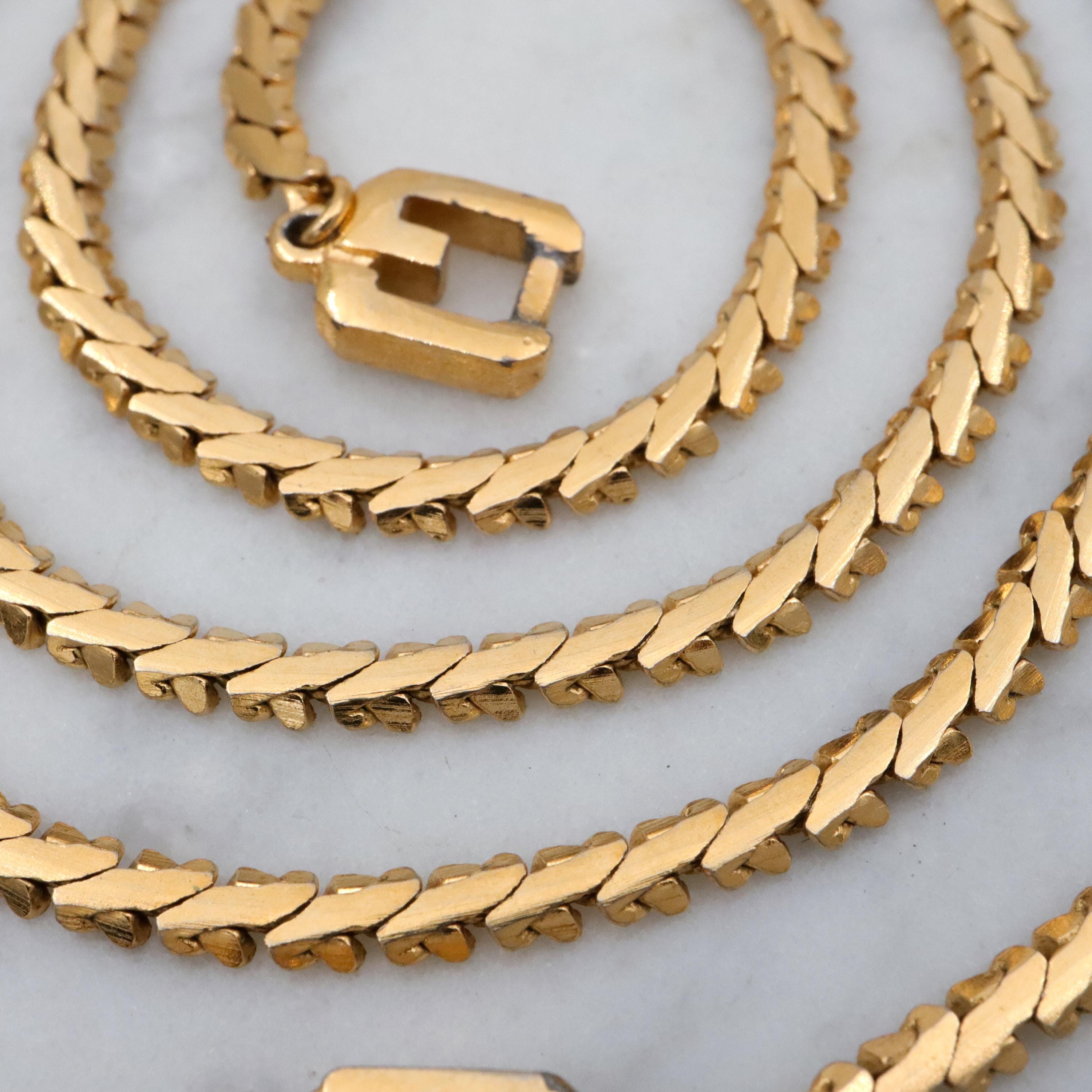 Mid Century Givenchy gold plated flat woven link necklace, 24"