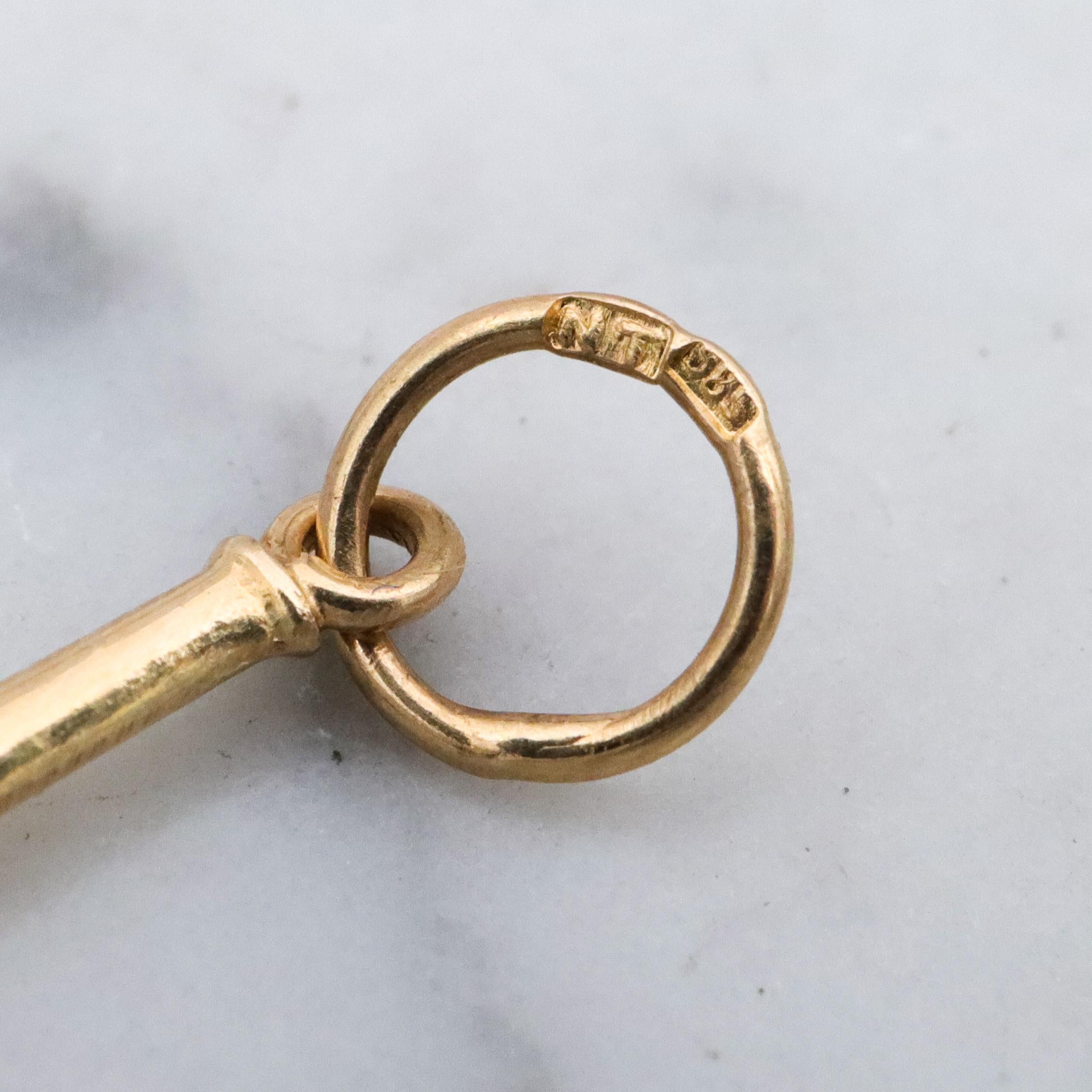 Vintage 14k gold & pearl tennis racket charm pendant