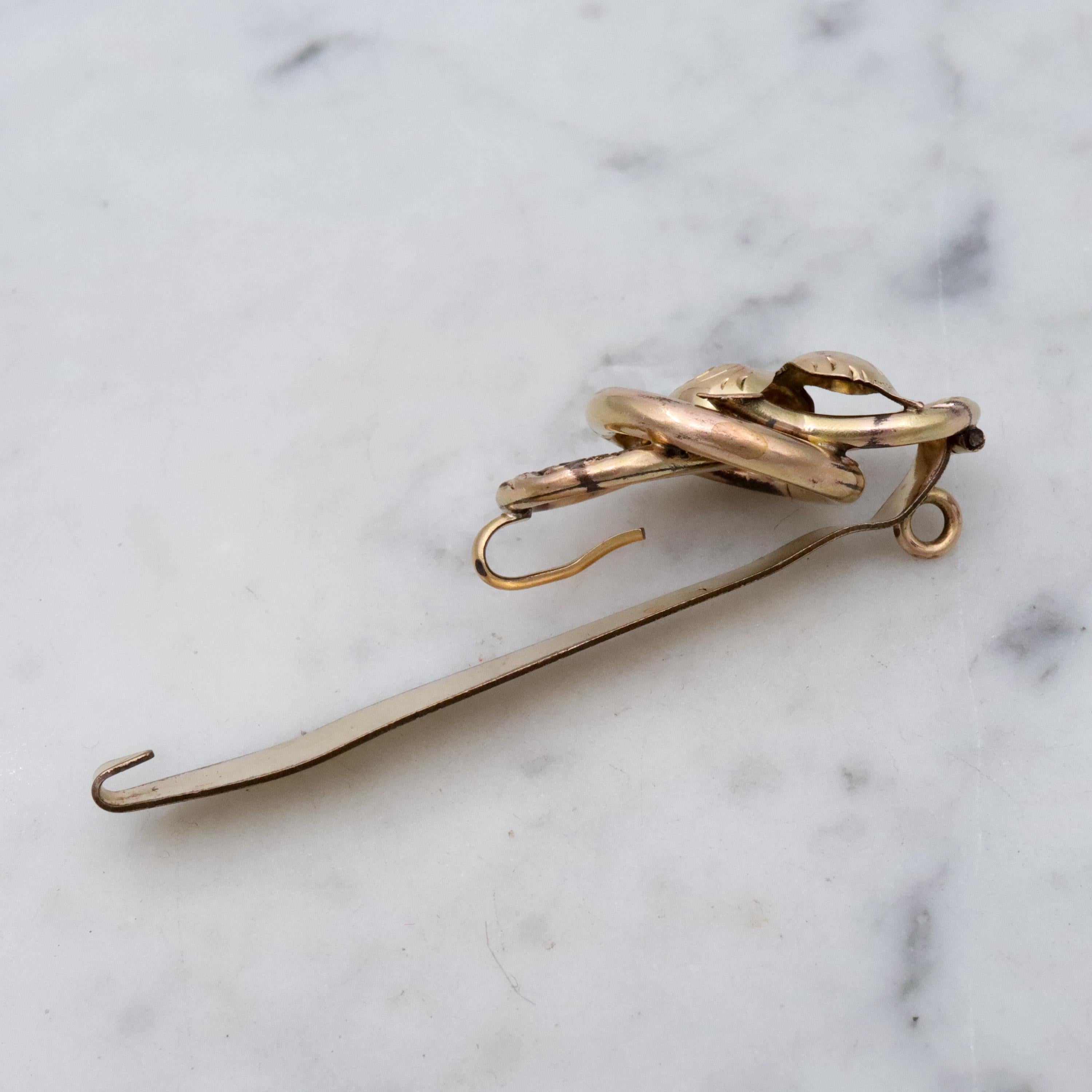Victorian gold filled iris knot chatelain clip w/pendant loop
