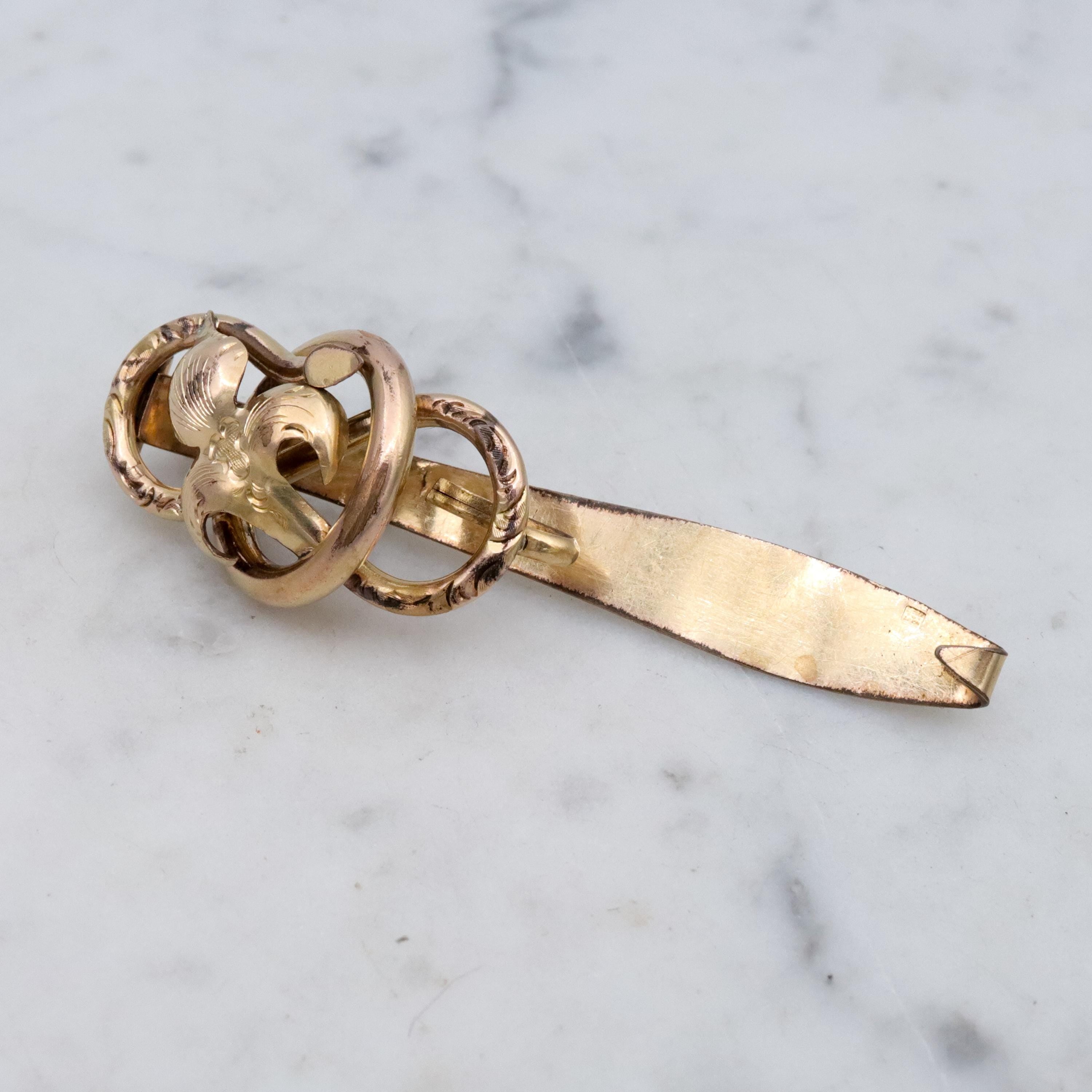 Victorian gold filled iris knot chatelain clip w/pendant loop