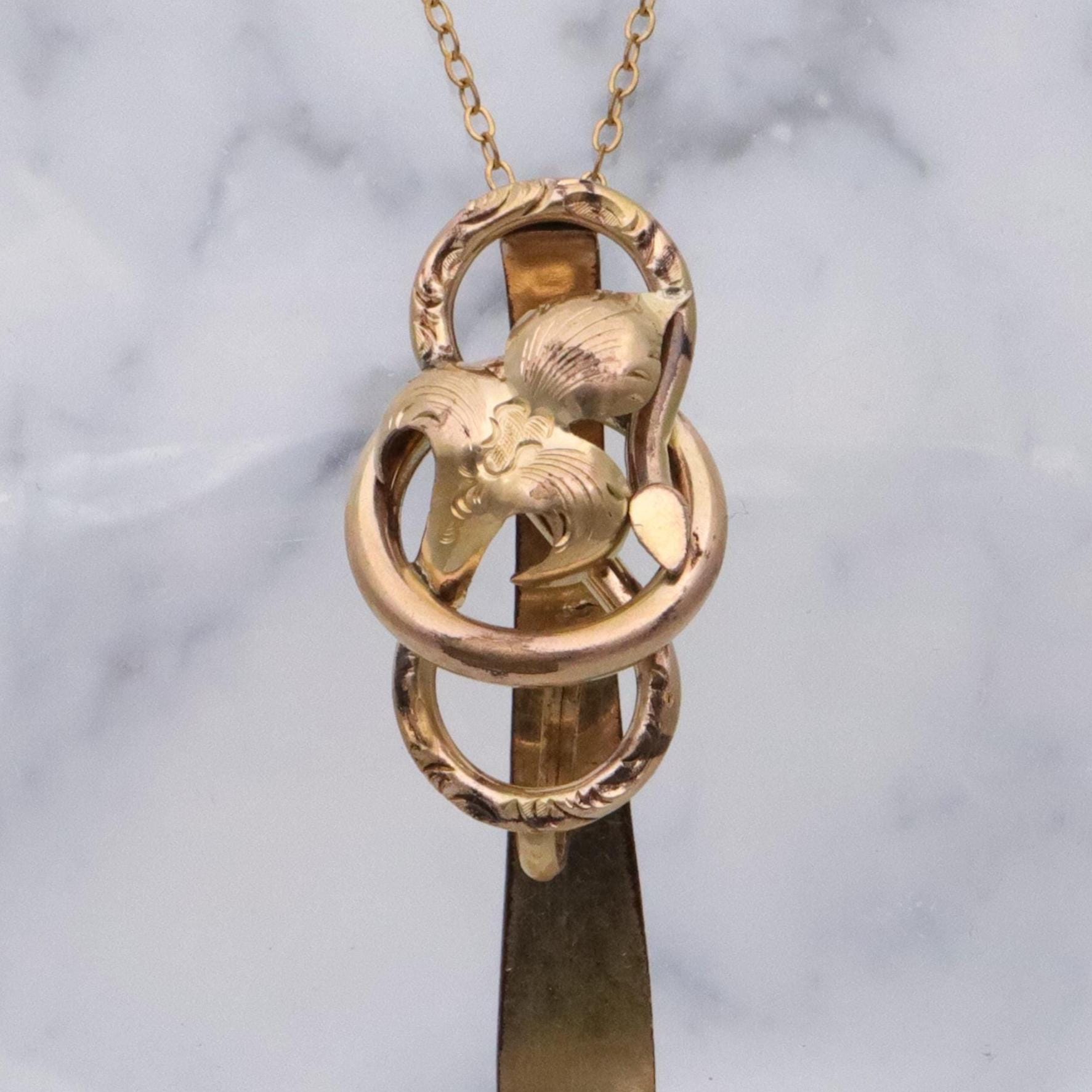 Victorian gold filled iris knot chatelain clip w/pendant loop