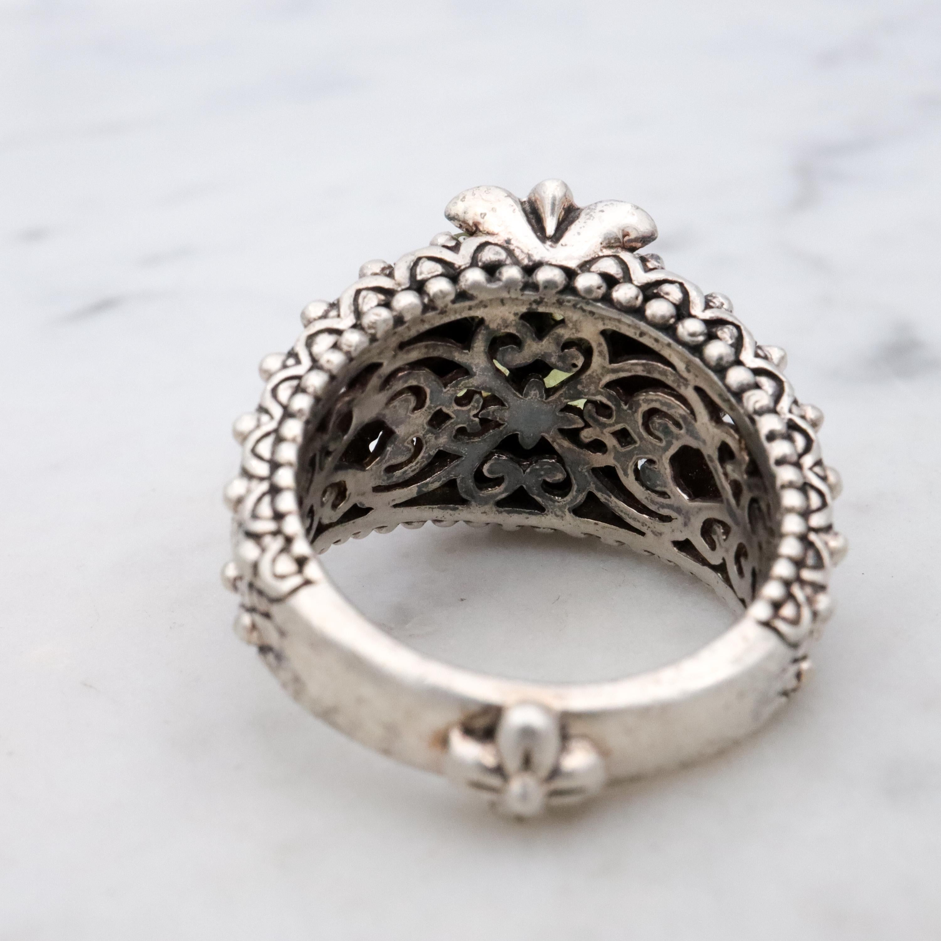 Vintage Barbara Bixby sterling 14k peridot ring, size 8