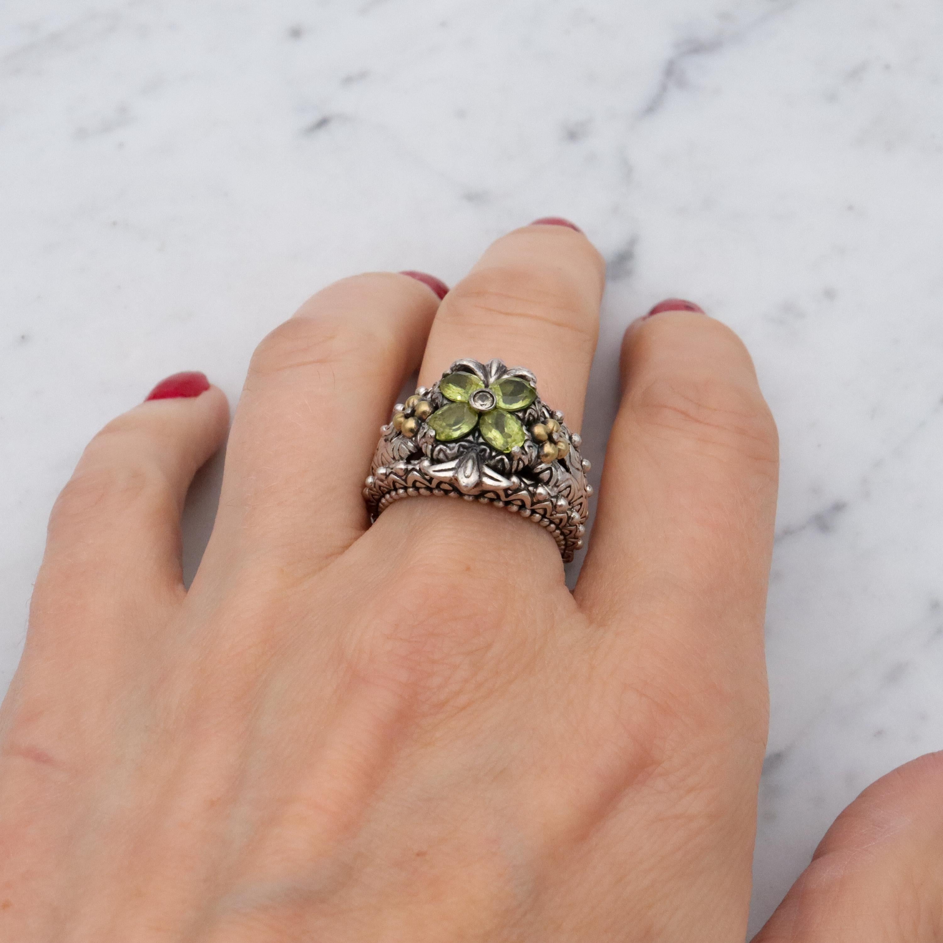 Vintage Barbara Bixby sterling 14k peridot ring, size 8