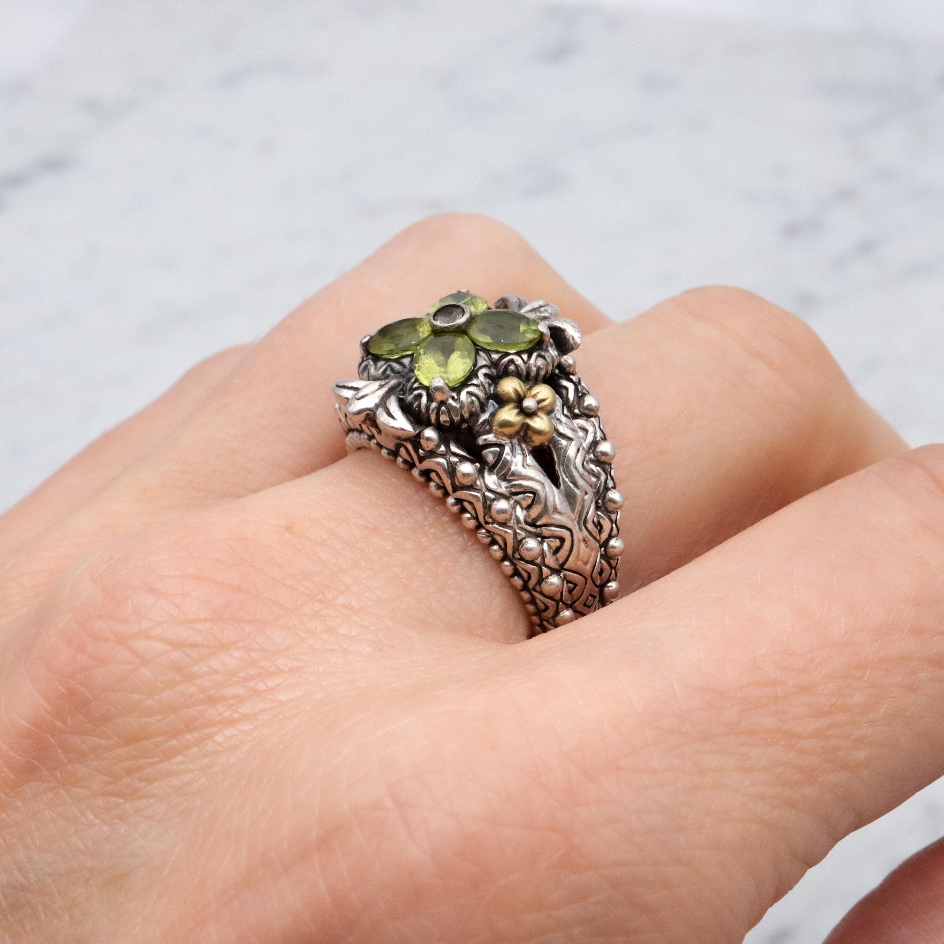 Vintage Barbara Bixby sterling 14k peridot ring, size 8