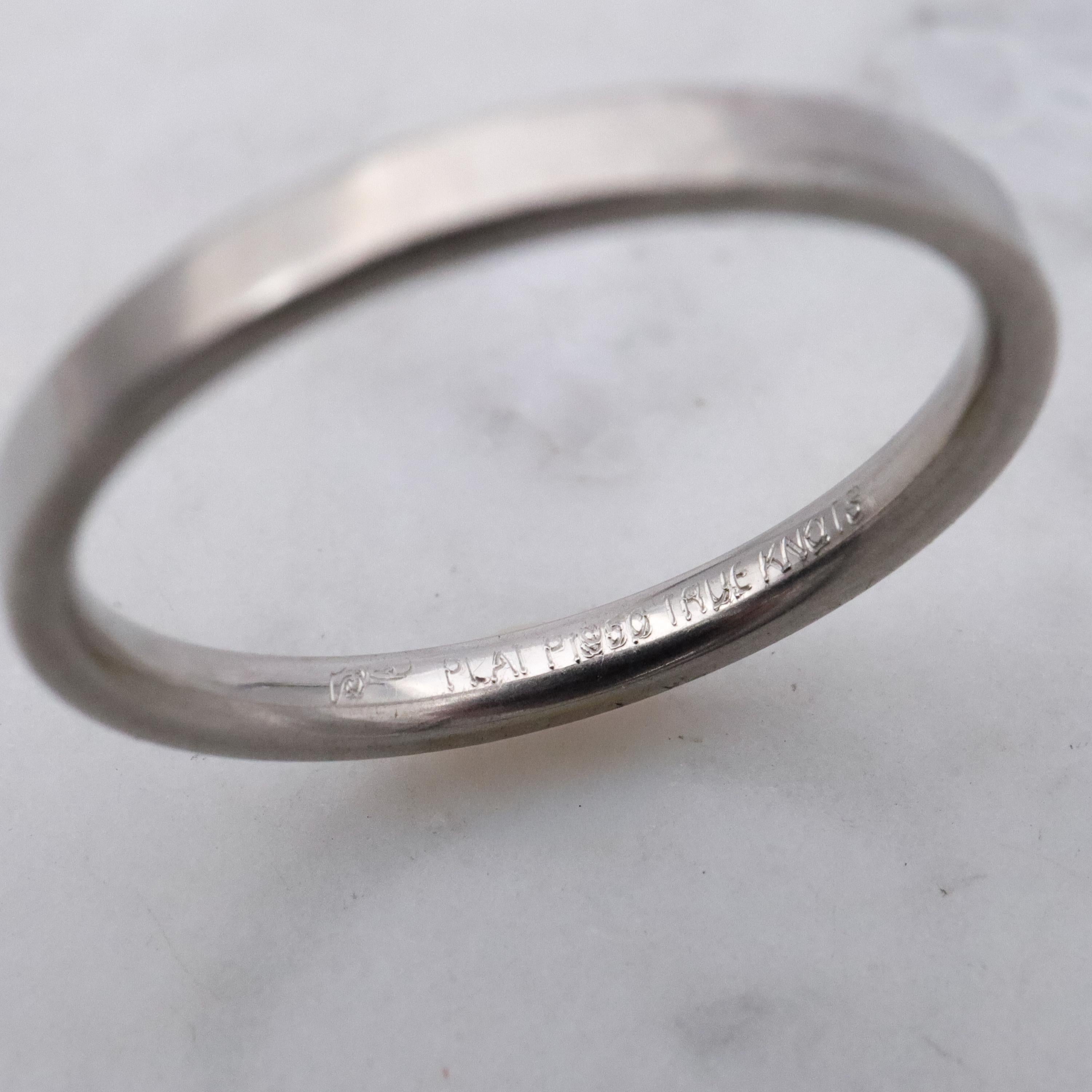 Vintage Platinum 2mm wedding band, size 6.5