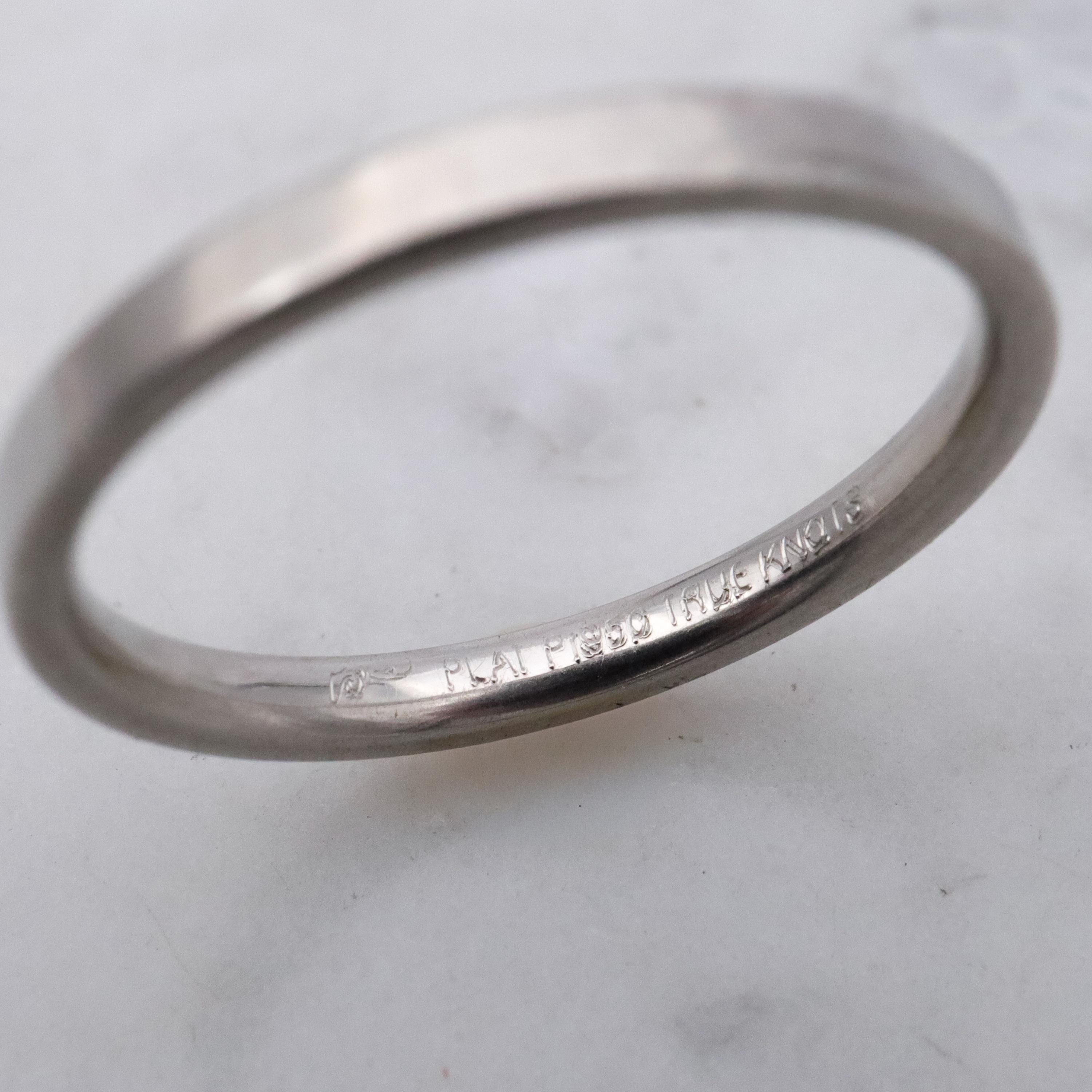 Vintage Platinum 2mm wedding band, size 6.5