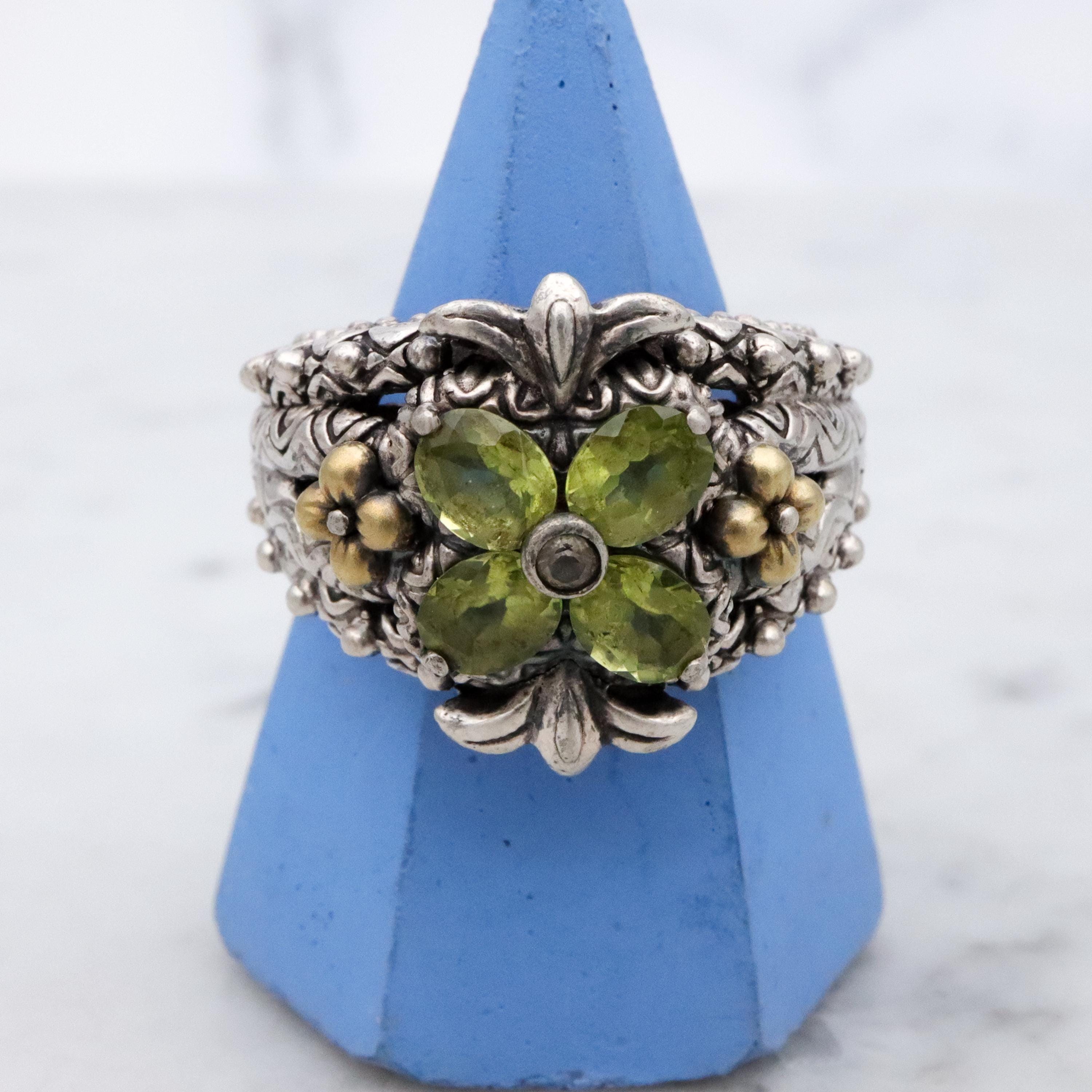 Vintage Barbara Bixby sterling 14k peridot ring, size 8
