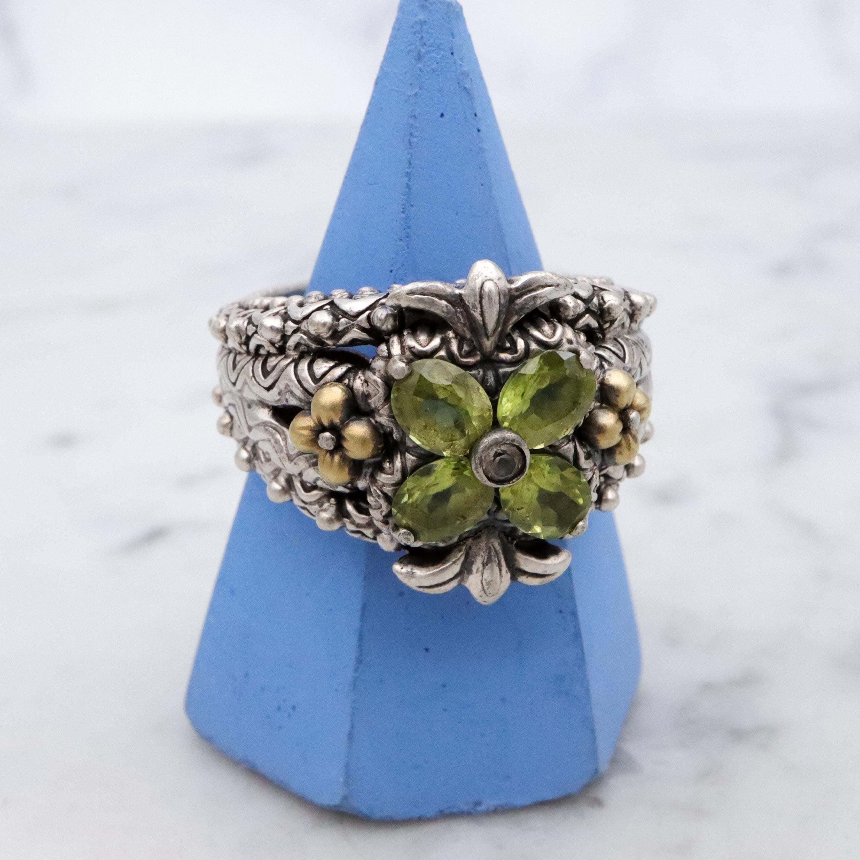 Vintage Barbara Bixby sterling 14k peridot ring, size 8