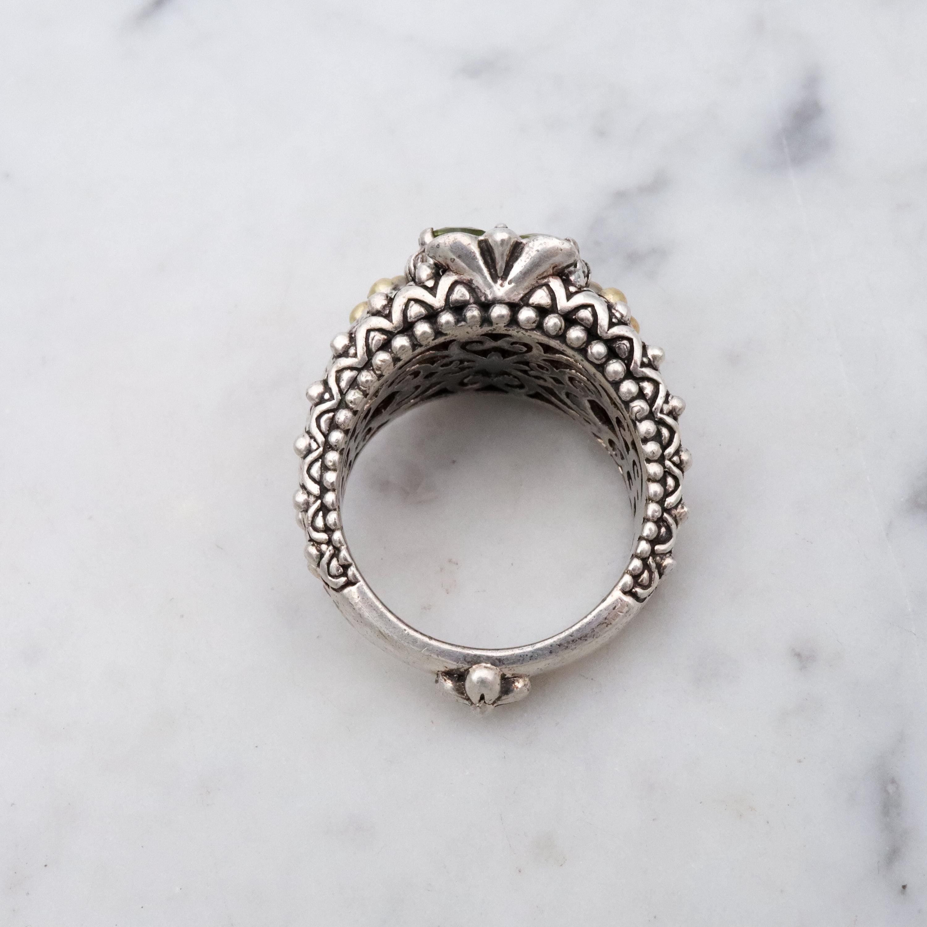 Vintage Barbara Bixby sterling 14k peridot ring, size 8