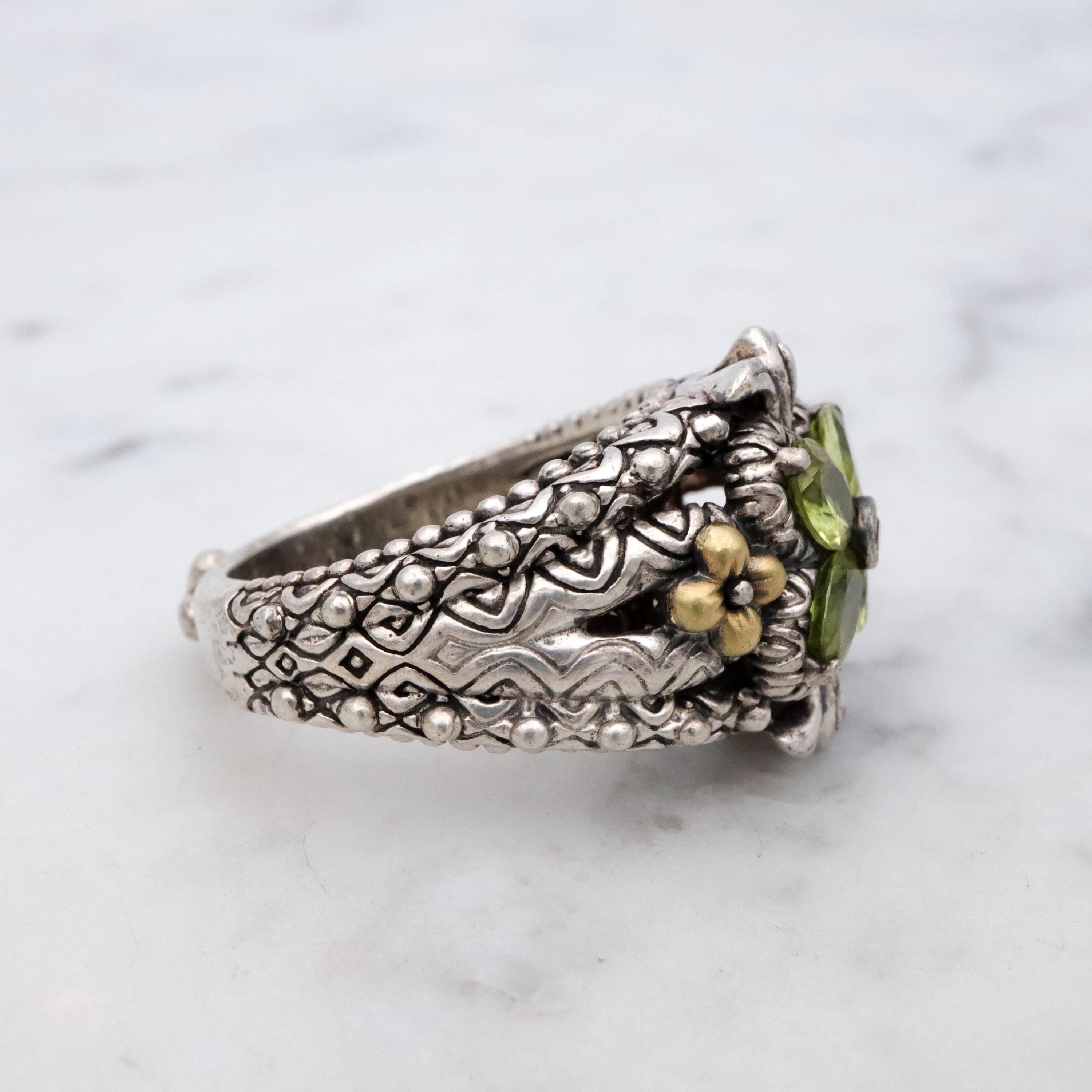 Vintage Barbara Bixby sterling 14k peridot ring, size 8