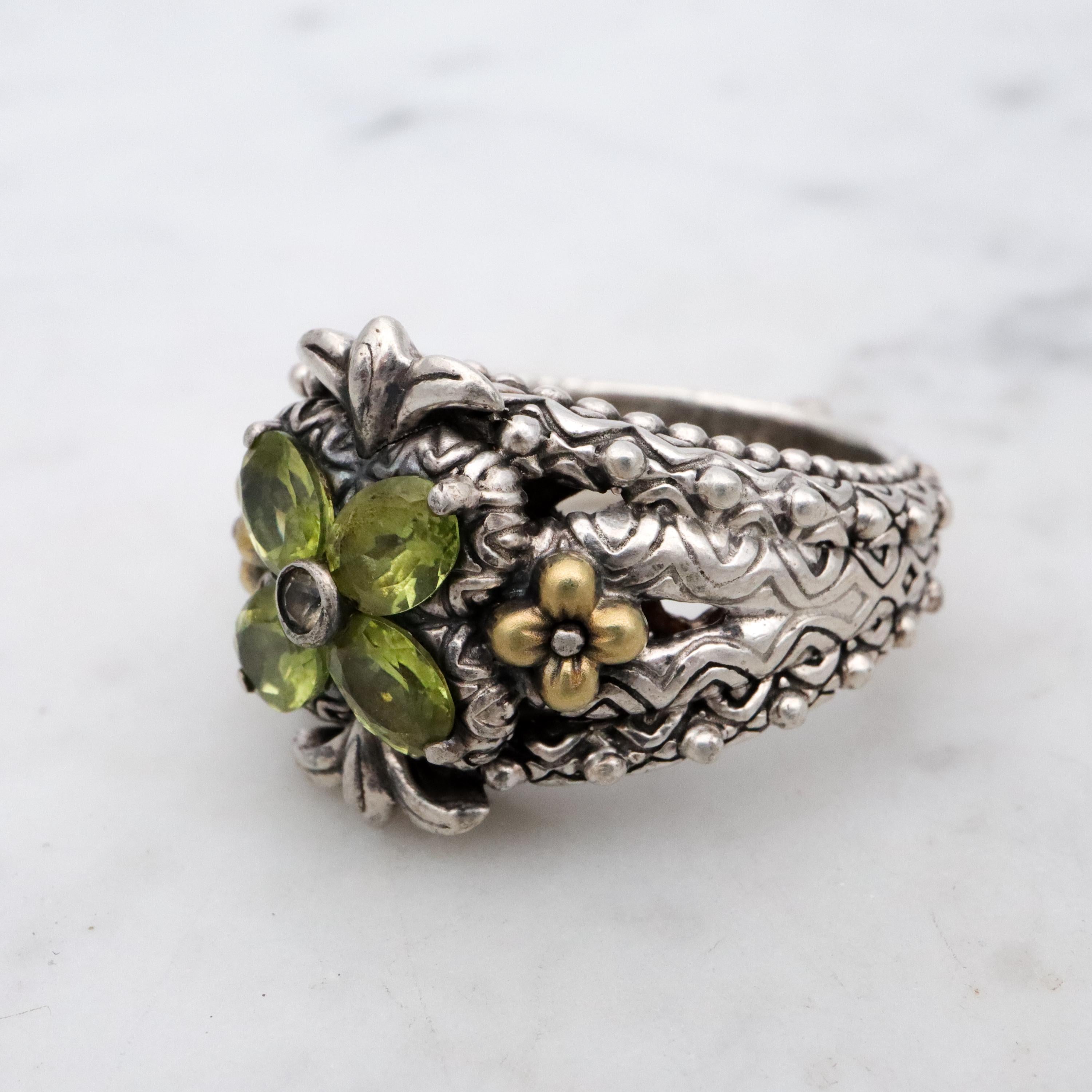 Vintage Barbara Bixby sterling 14k peridot ring, size 8