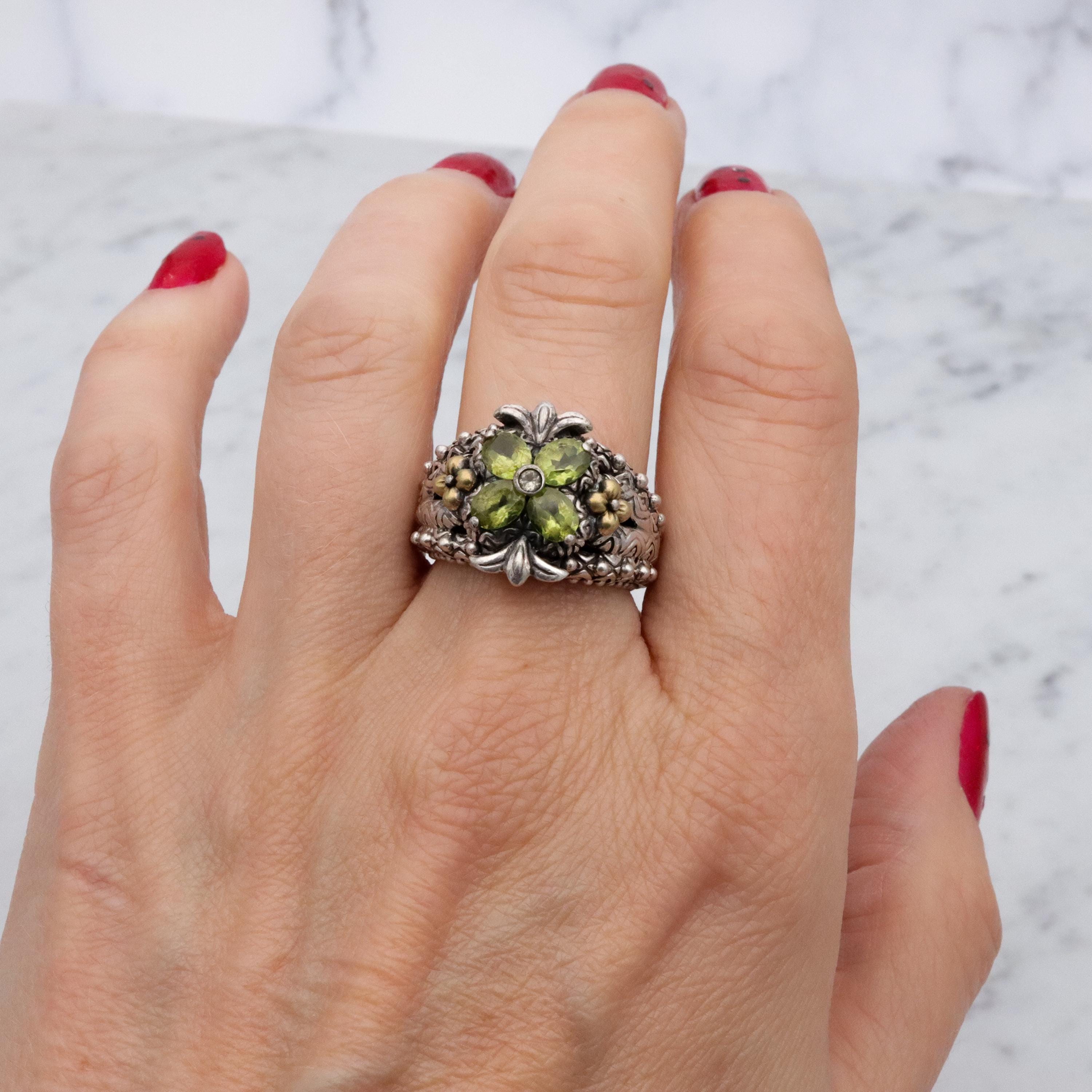 Vintage Barbara Bixby sterling 14k peridot ring, size 8