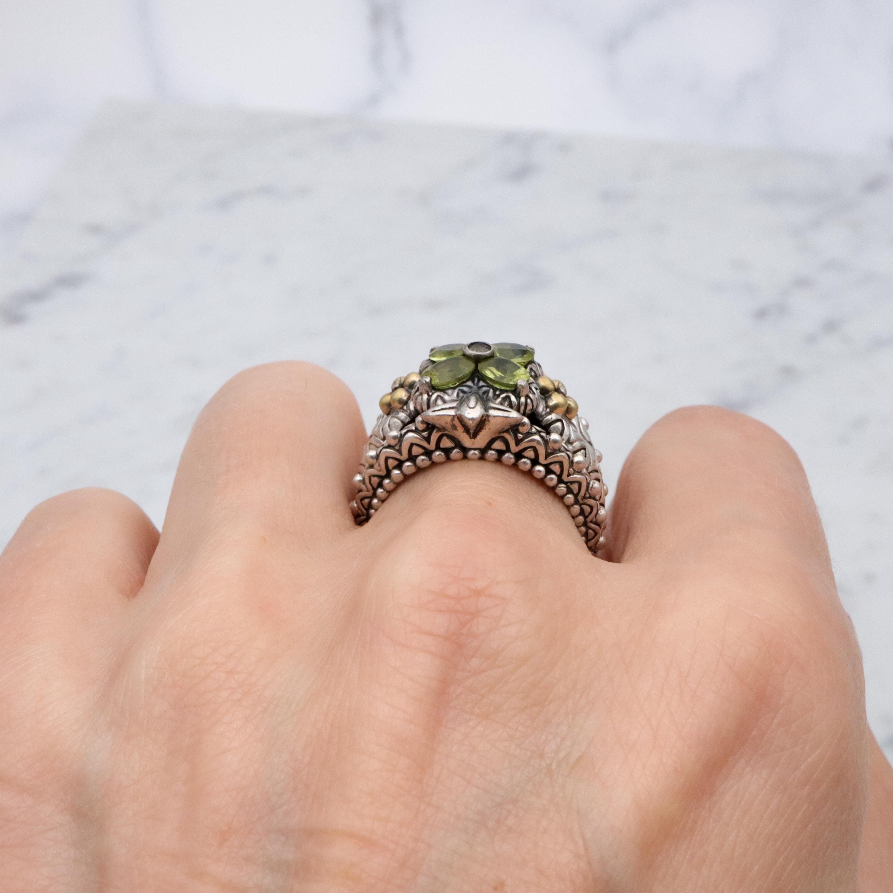 Vintage Barbara Bixby sterling 14k peridot ring, size 8