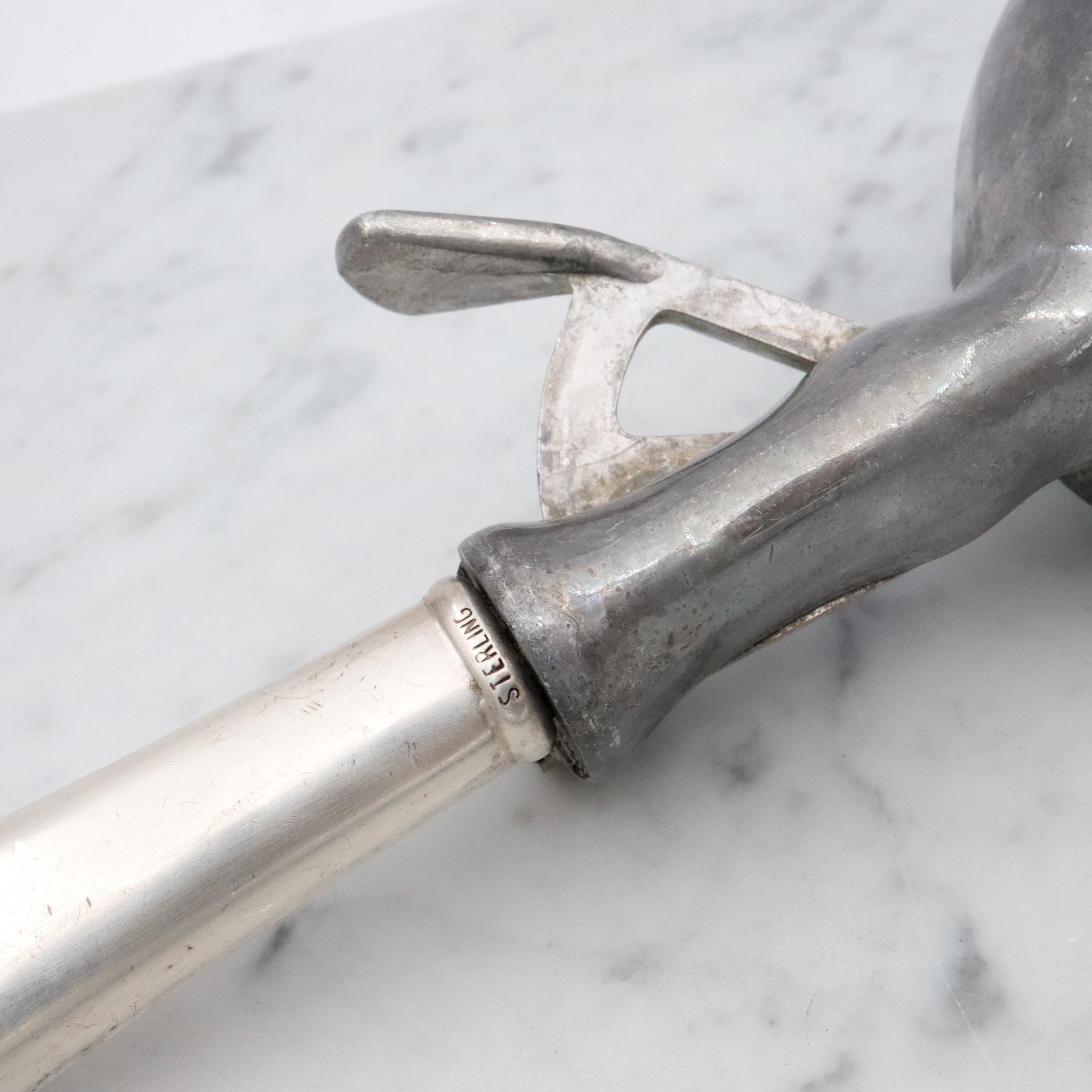 Retro Peerless aluminum spring loaded ice cream scoop with sterling handle