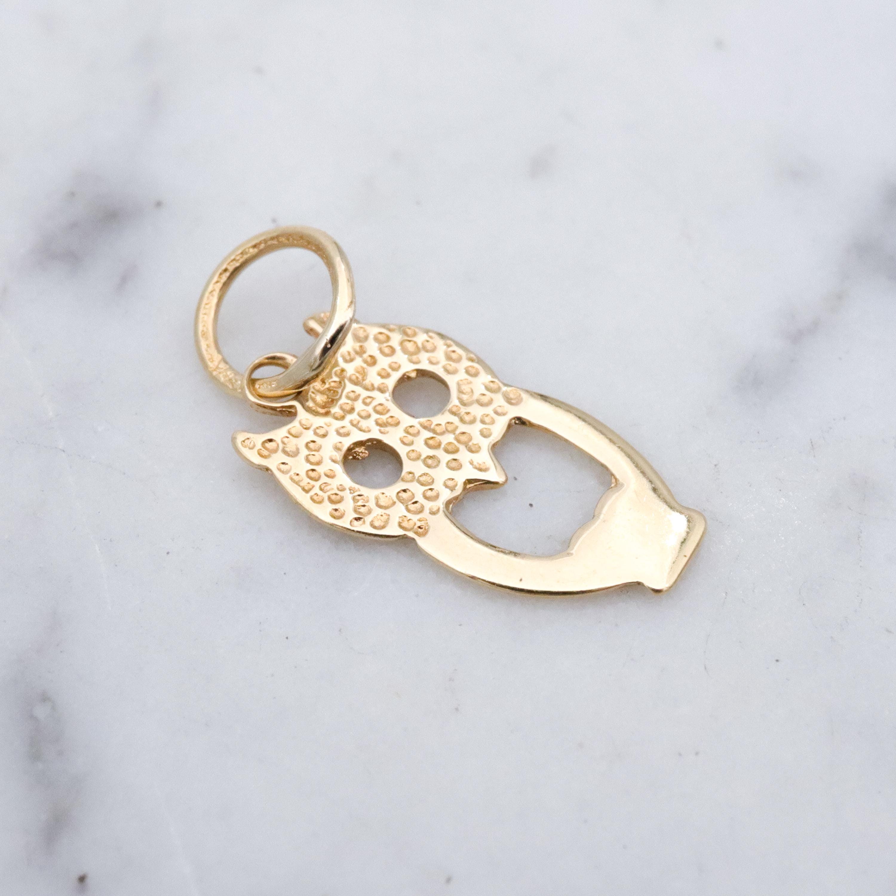 Vintage tiny 14k gold owl cutout charm pendant