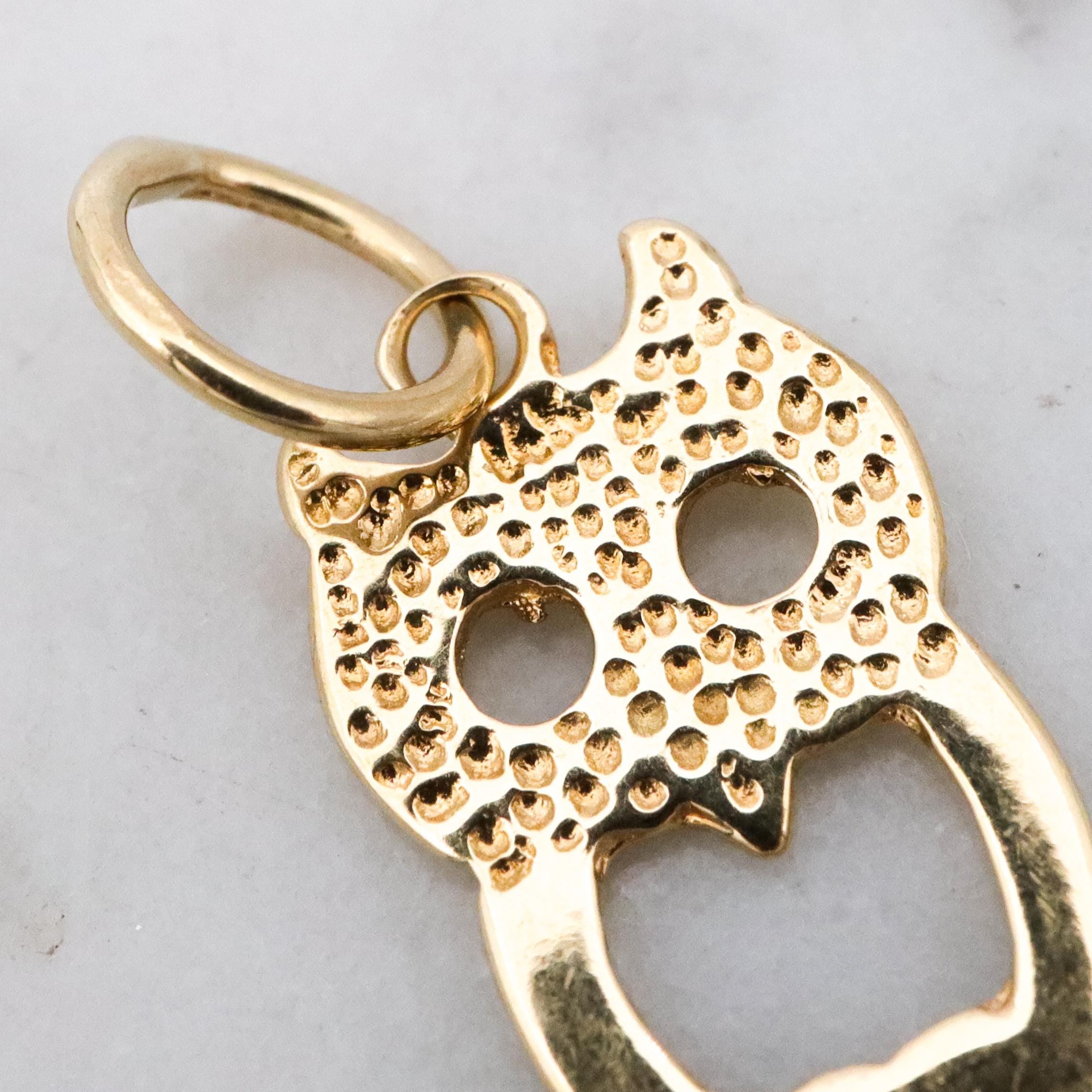 Vintage tiny 14k gold owl cutout charm pendant