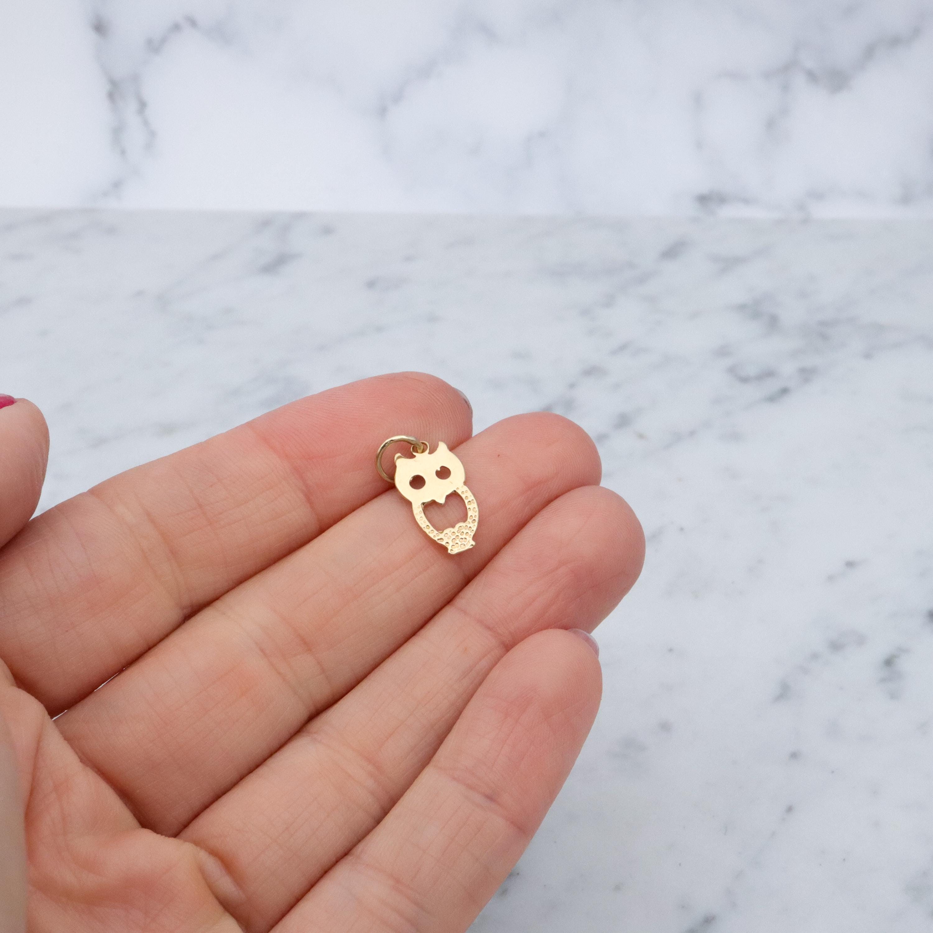 Vintage tiny 14k gold owl cutout charm pendant