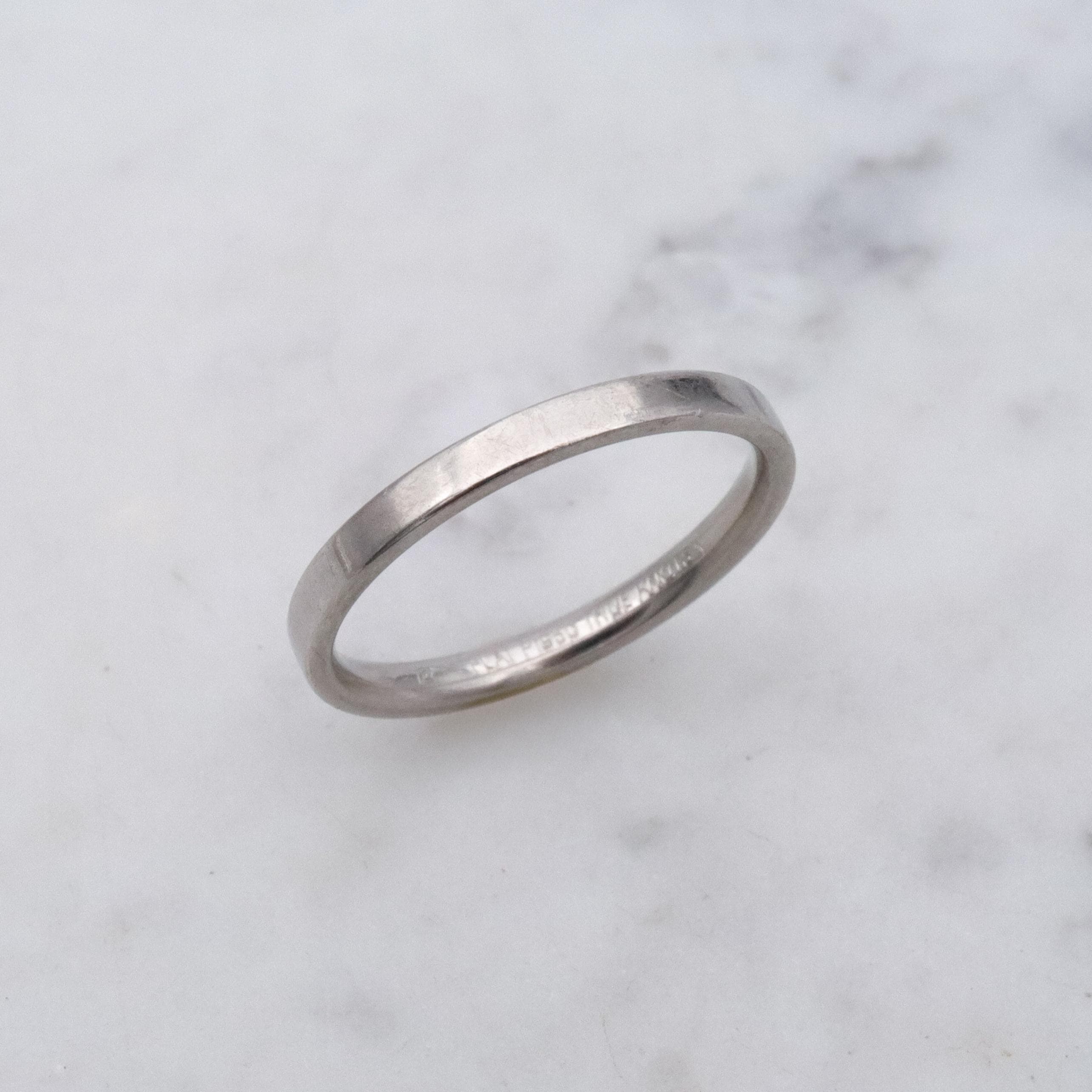 Vintage Platinum 2mm wedding band, size 6.5