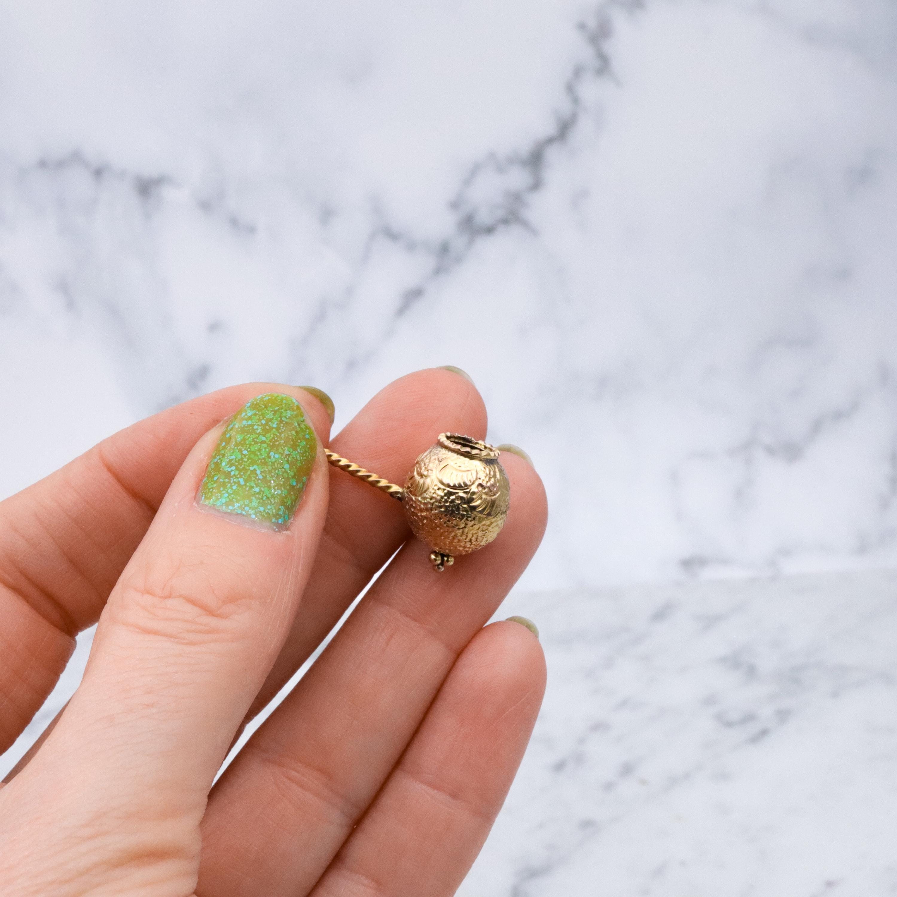 Vintage 14k gold figural gourd ladle charm pendant