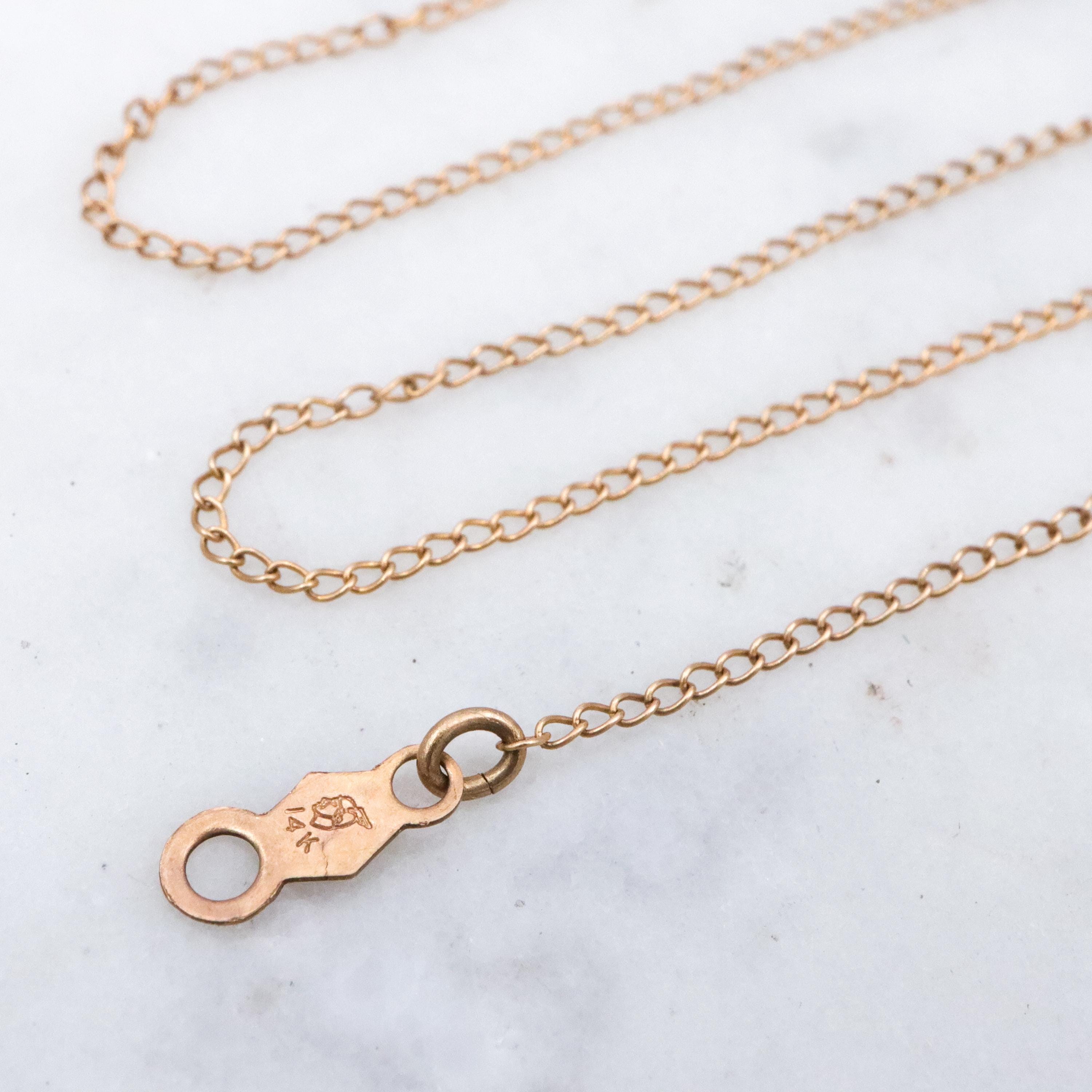Petite Vintage 14k gold lightweight curb link chain necklace, 15"