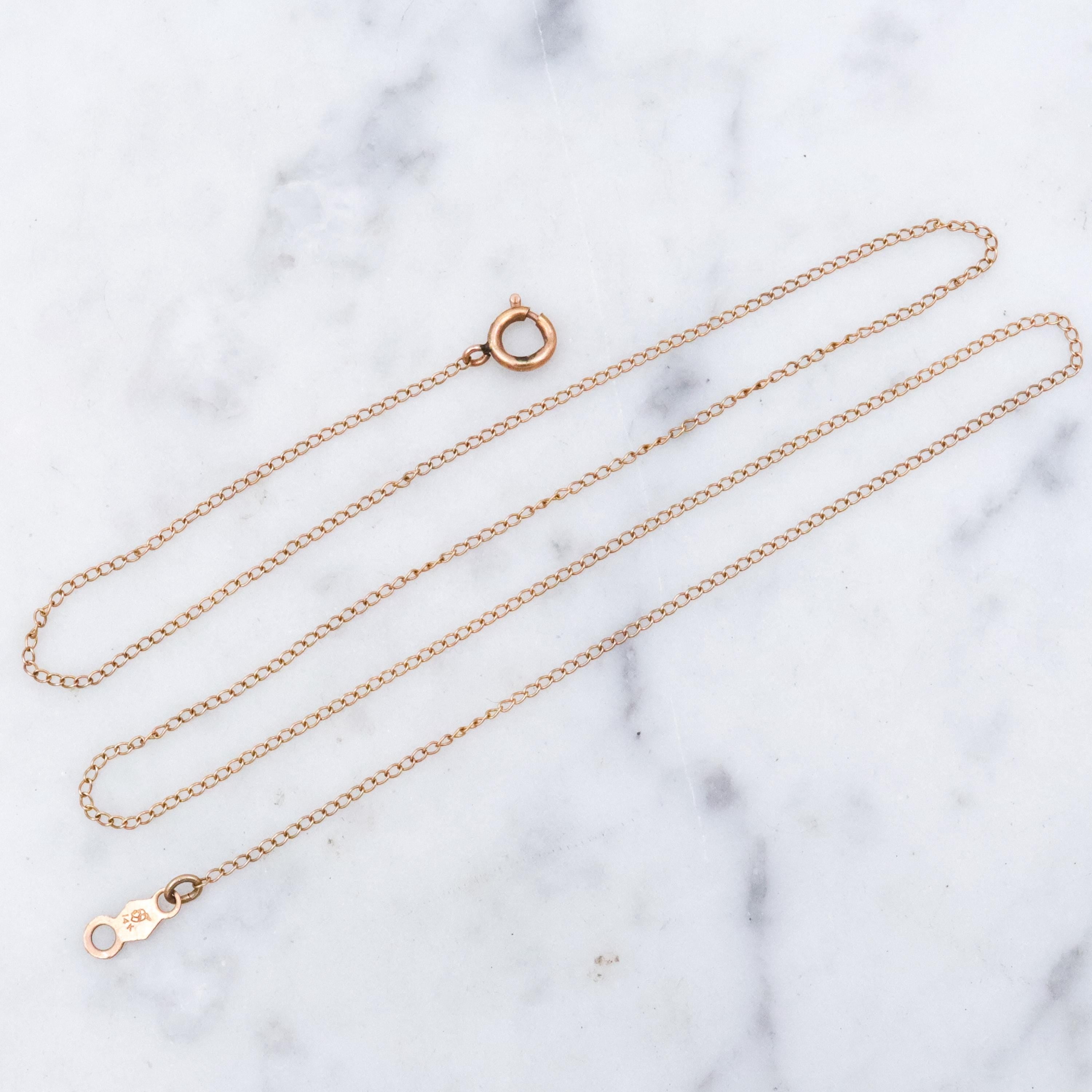 Petite Vintage 14k gold lightweight curb link chain necklace, 15"