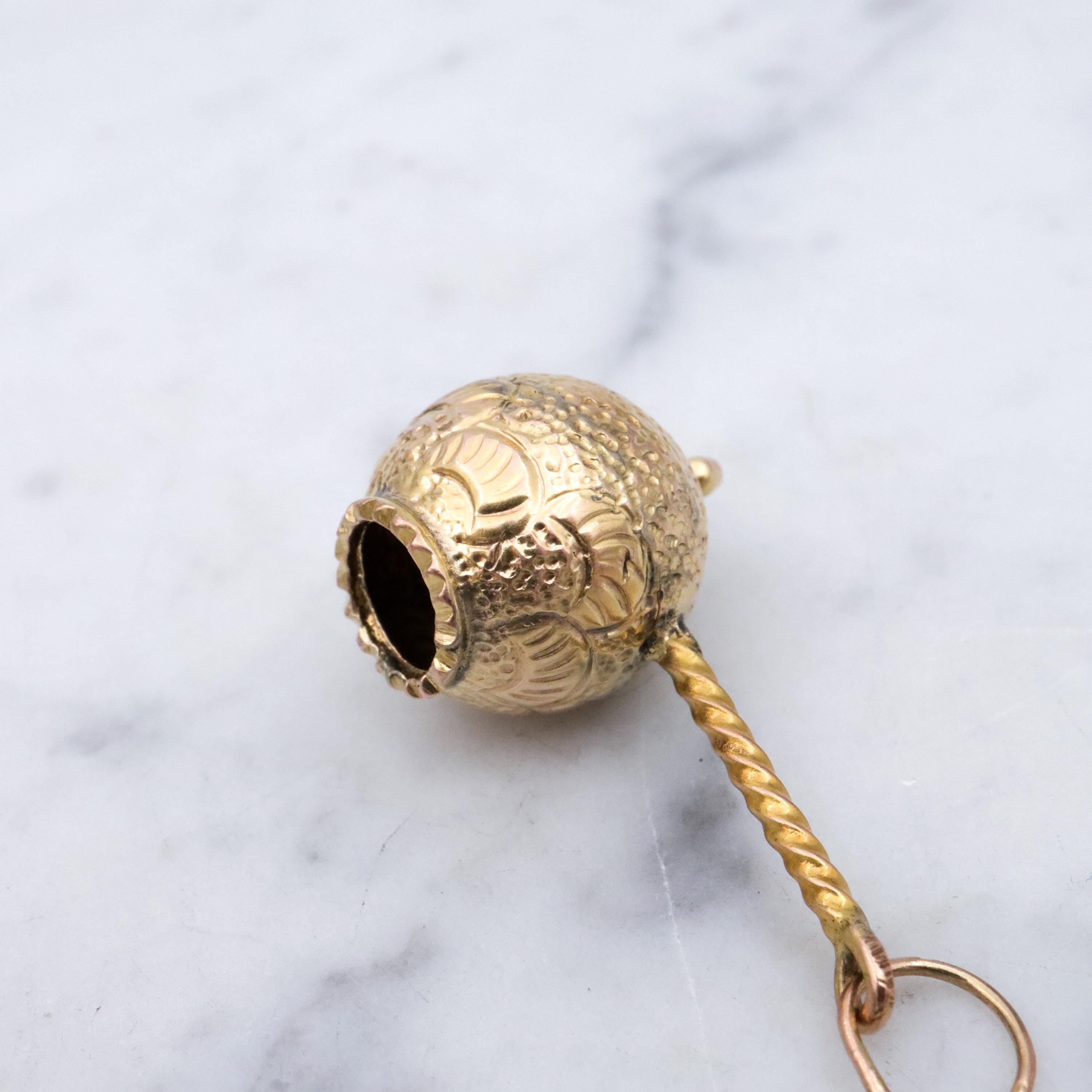 Vintage 14k gold figural gourd ladle charm pendant