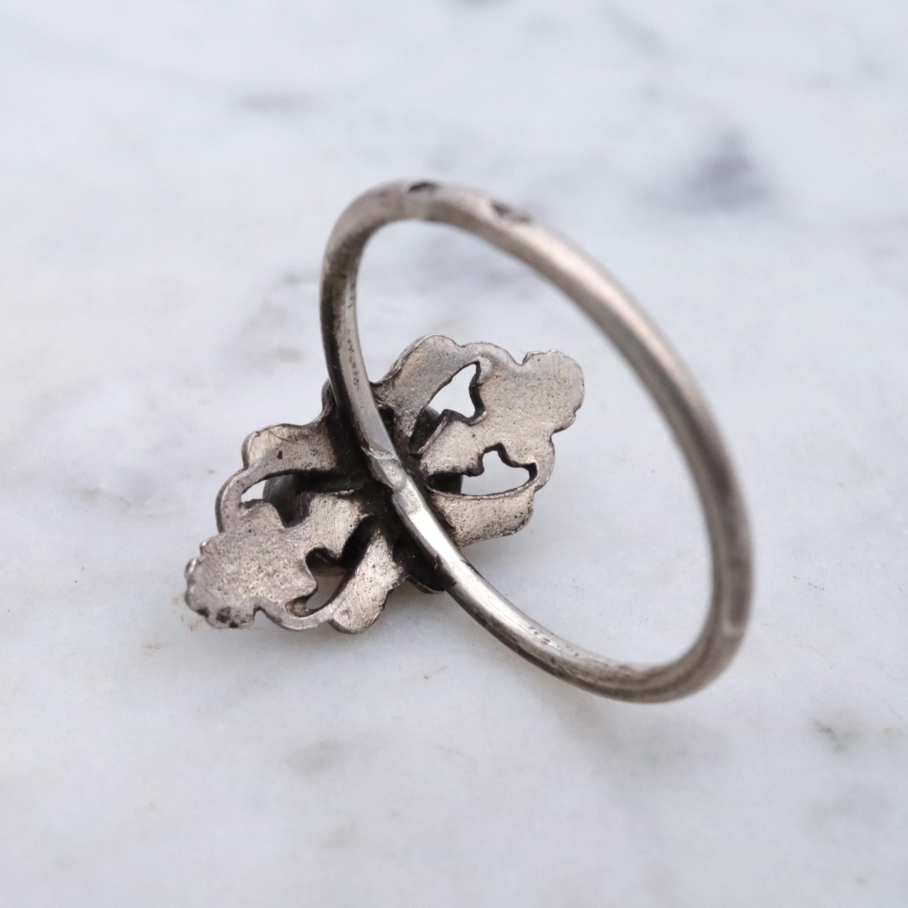 French Art Nouveau .800 silver carnelian scroll ring, size 5.5