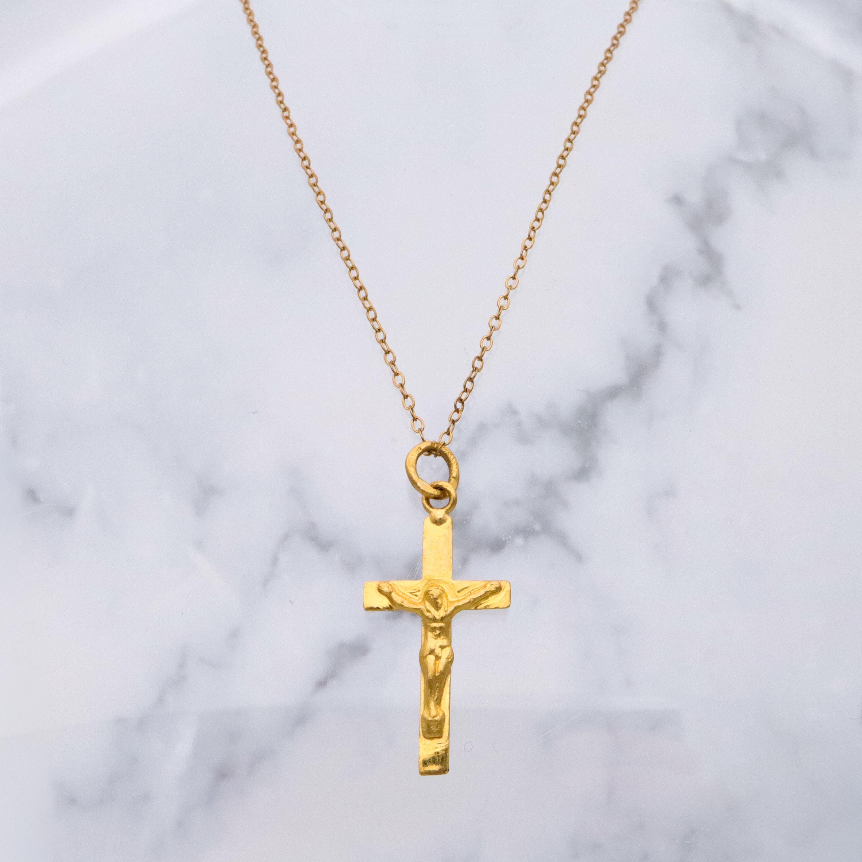 Vintage 22k gold crucifix cross pendant