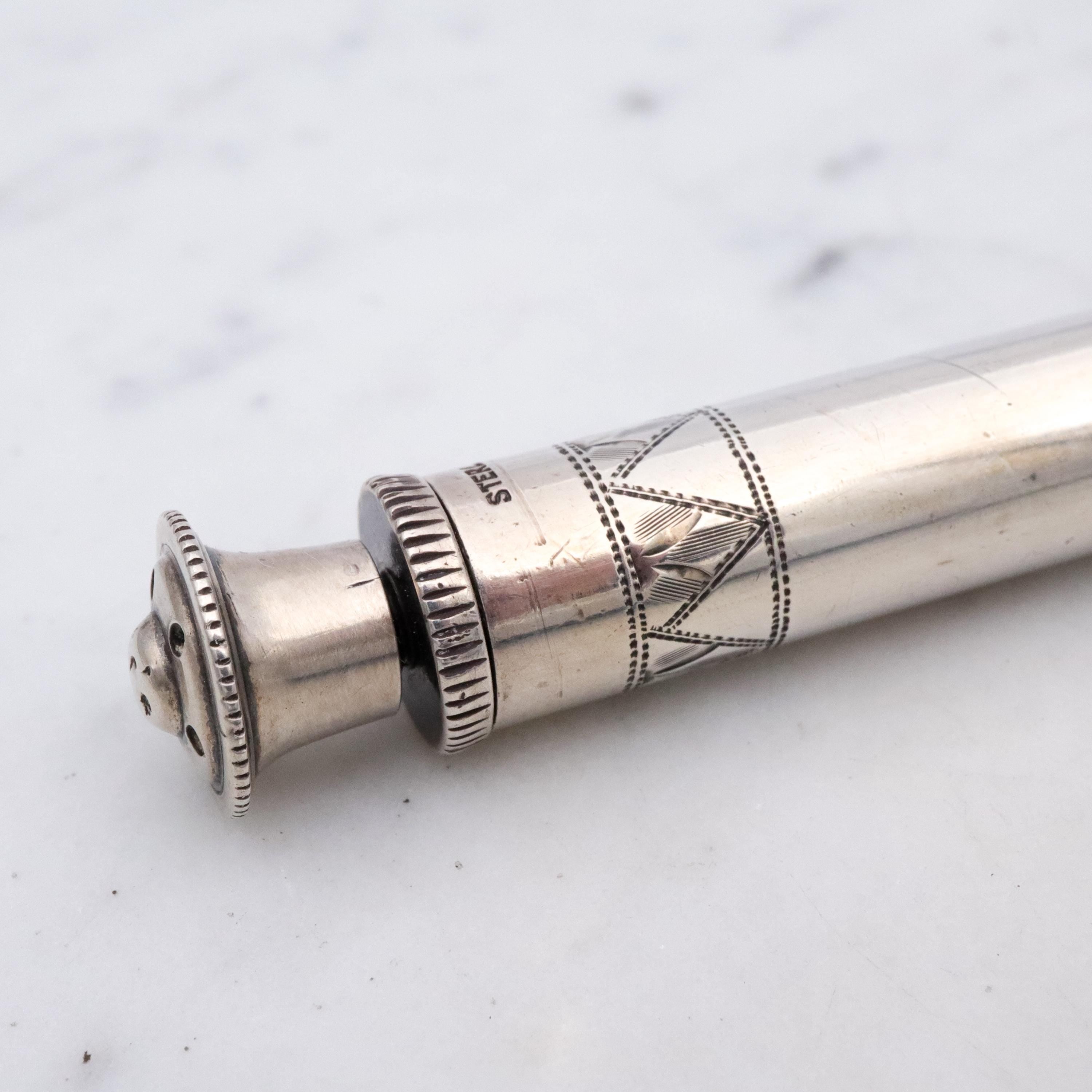 Antique sterling thermometer case with clip