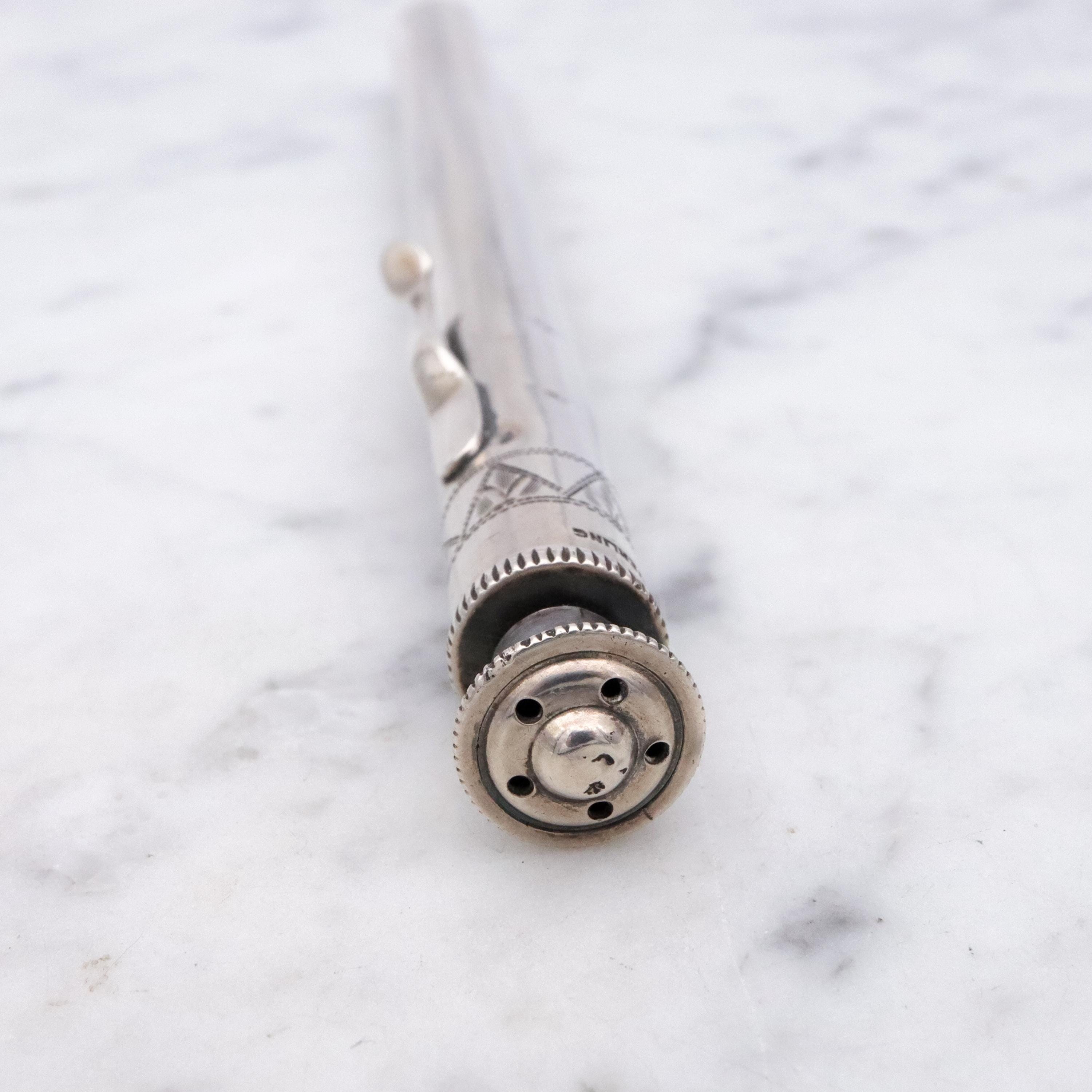 Antique sterling thermometer case with clip